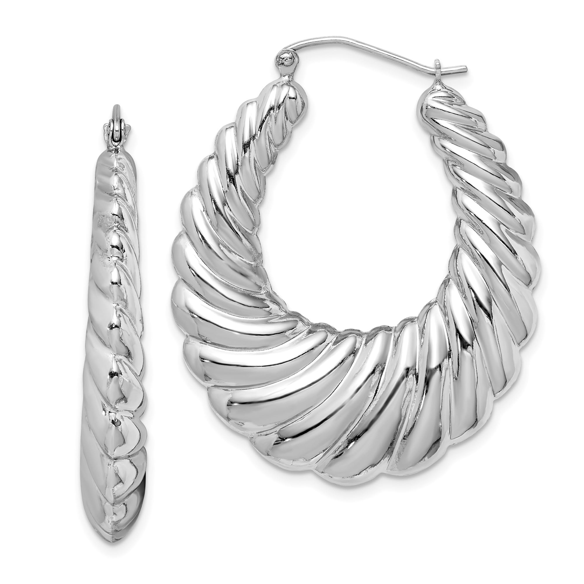 925 Sterling Silver Shrimp Oval Large Hoop Earrings for Women - Elegant Dangle Drop Earrings for Party, Wedding & Everyday Wear