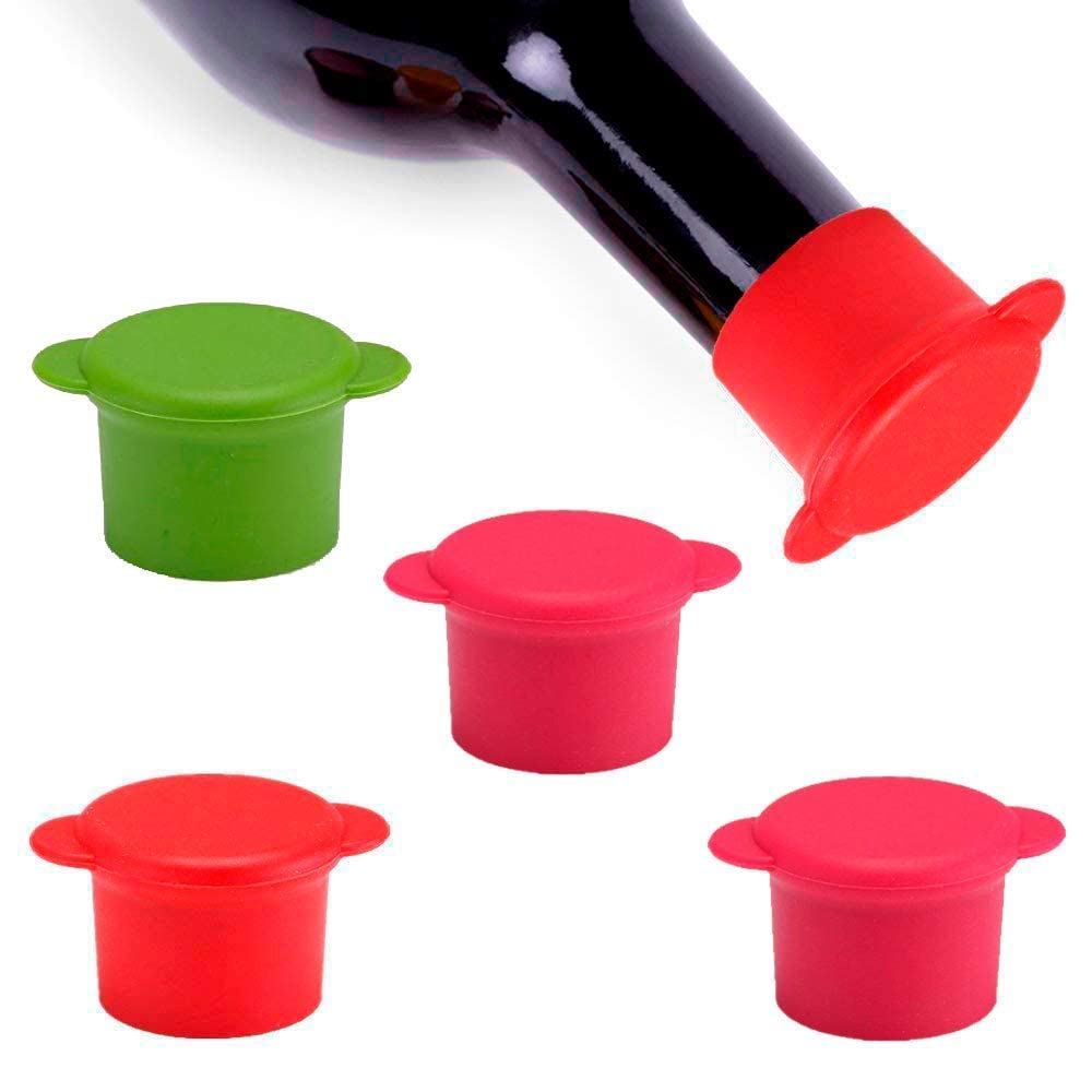 Premium Silicone Wine Stoppers - 5-Pack Reusable, Unbreakable Wine Bottle Sealer Covers with Air-Tight Seal - Keep Wine Fresh for Days - Perfect for Parties, Gifts & Home Bars