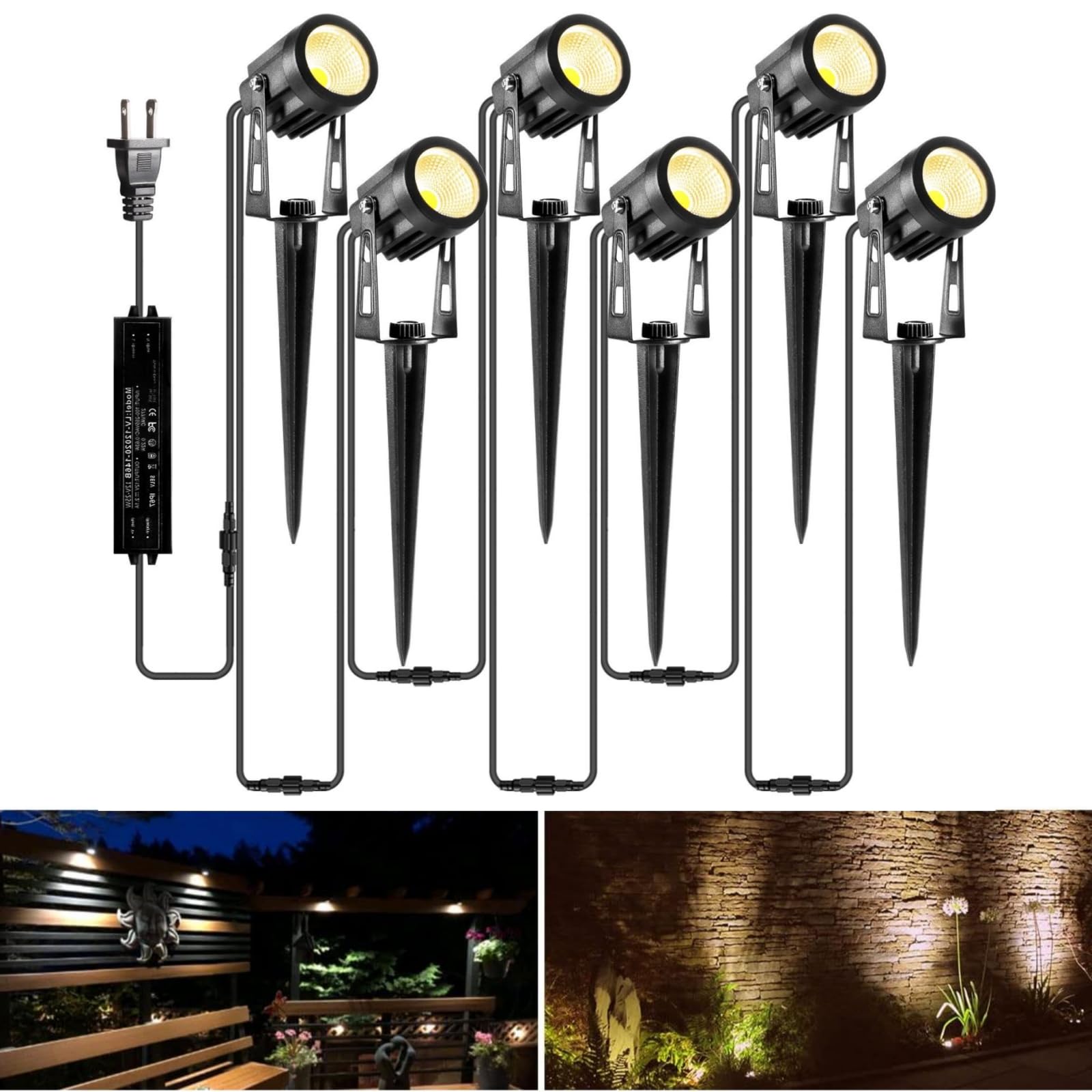 ALOVECO 12V Low Voltage LED Landscape Lighting - 6 Pack IP65 Waterproof Outdoor Garden Spotlights with Extendable Spikes for Pathway, Tree, Patio, Yard, Lawn (Warm White) | Perfect for Backyard Decor, Garden Accent & Nighttime Safety Lighting