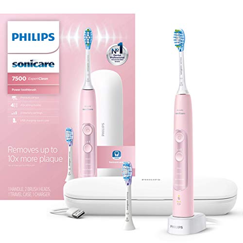 Philips Sonicare ExpertClean 7500 Rechargeable Electric Toothbrush with Smart Sensor - Pink (HX9690/07) | Professional Dental Care for Whitening, Plaque Removal & Gum Health | Perfect for Travel & Home Use