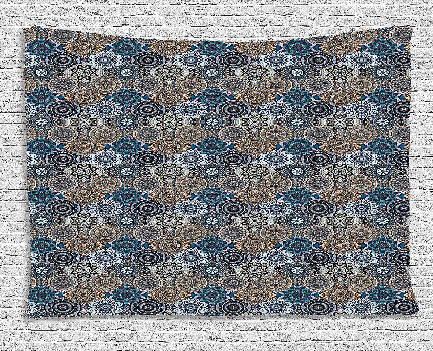 Ambesonne Moroccan Tapestry Wall Hanging - 80x60 Inch Abstract Floral Bohemian Decor for Bedroom, Living Room, Dorm | Cultural Rich Design Elements | Perfect for Home Decor, Wedding Backdrop & Photo Shoot Background