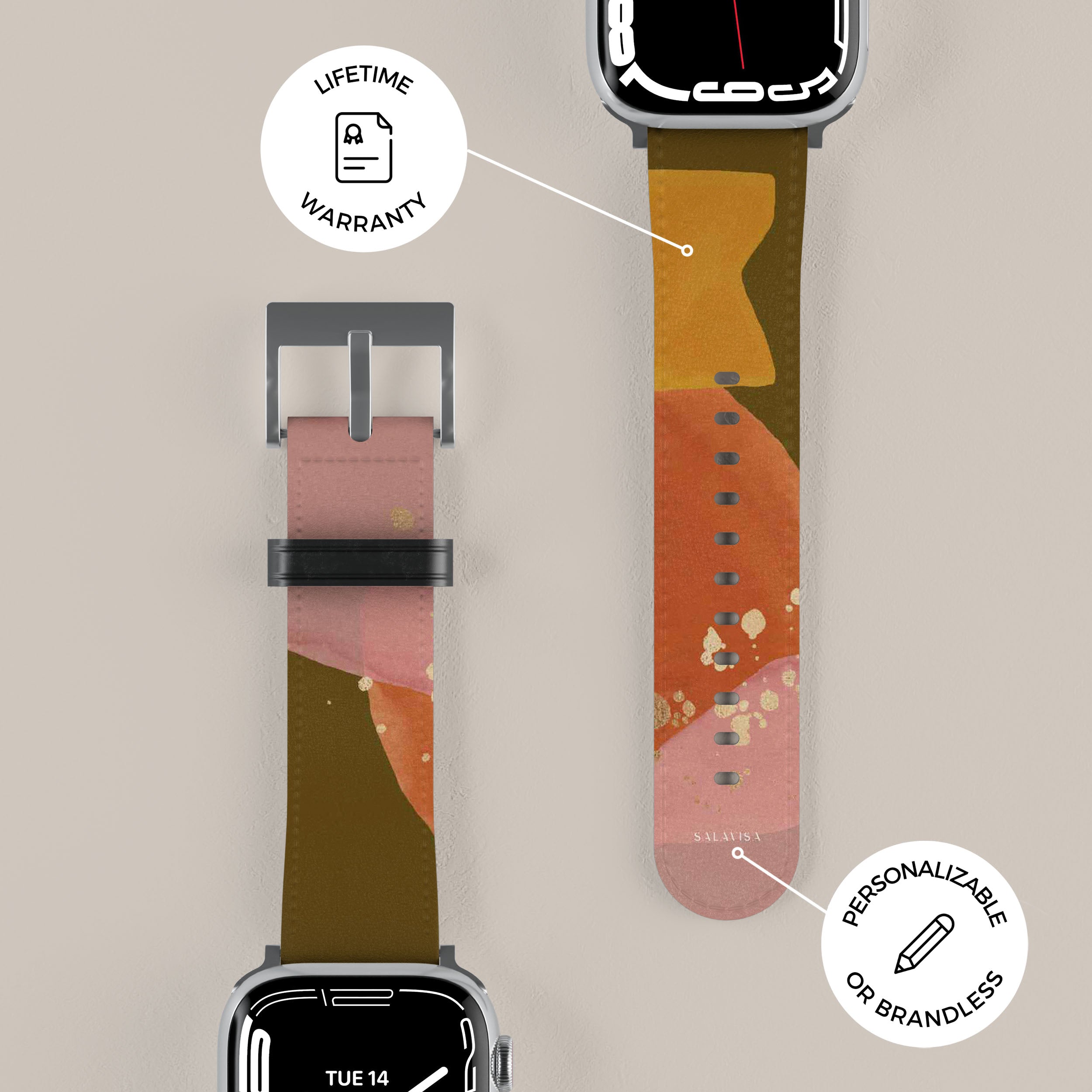 Olive Green Zen Watercolor Apple Watch Band - Soft Silicone Strap for Women & Men - Perfect for Yoga, Workouts & Everyday Wear
