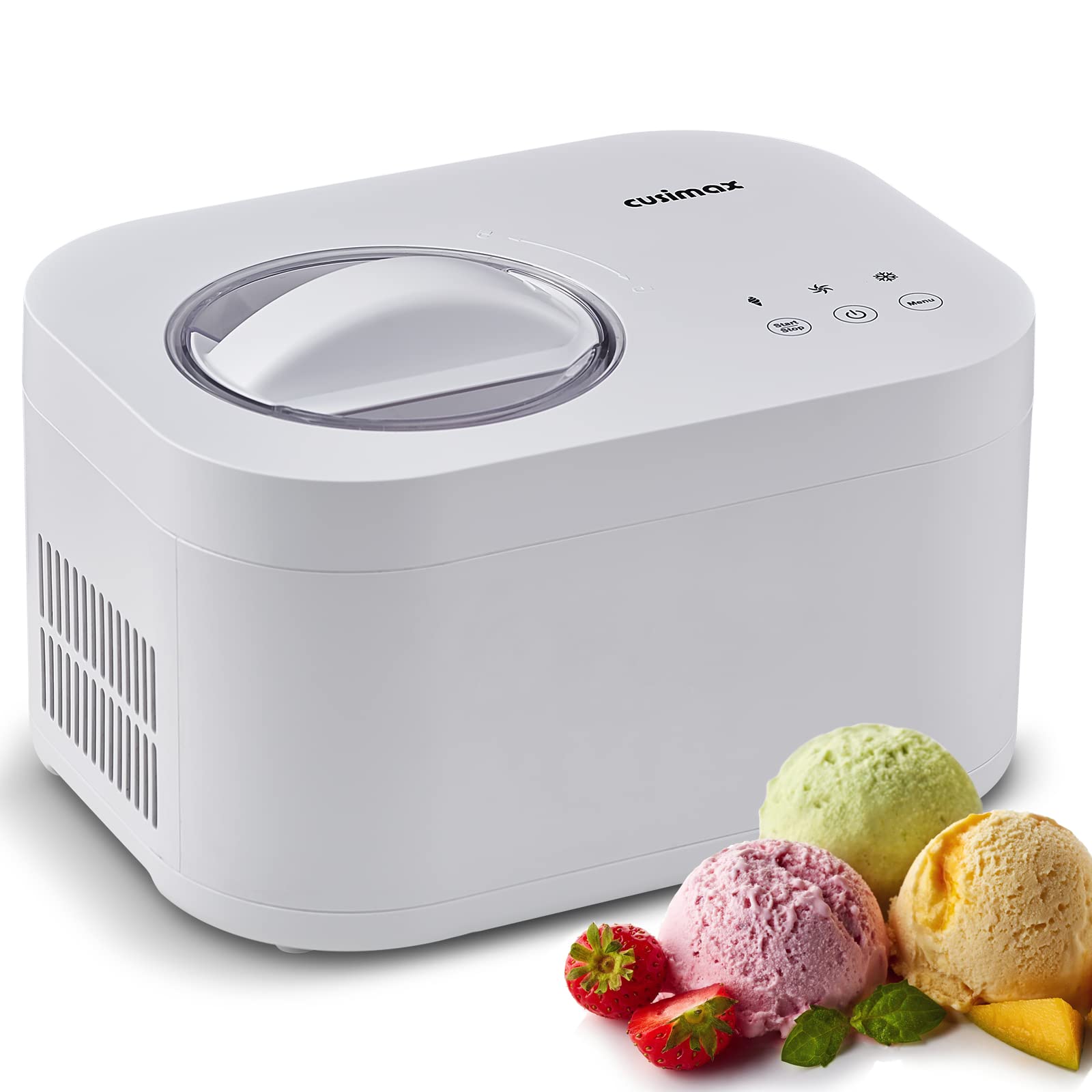 CUSIMAX 1.1 Quart Automatic Ice Cream Maker with Compressor - No Pre-Freezing Required for Homemade Gelato, Sorbet & Frozen Yogurt - 3 Easy Modes with Included Recipes - Perfect for Parties, Family Desserts & Summer Treats