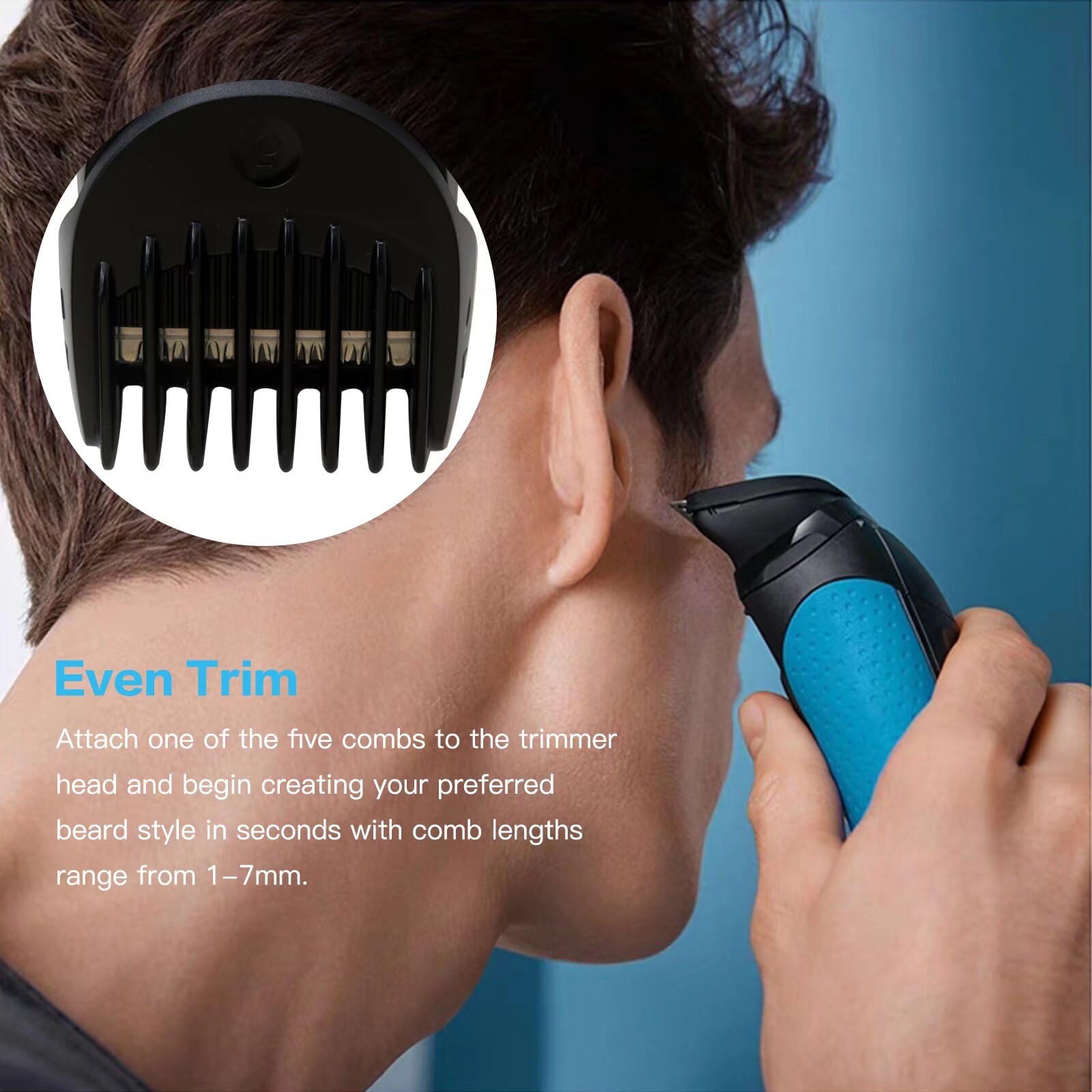 Braun Series 3 Replacement Shaver Head with 5 Guide Combs (1/2/3/5/7mm) - Electric Razor Trimmer Replacement for Men - Perfect for Travel, Home & Office Use