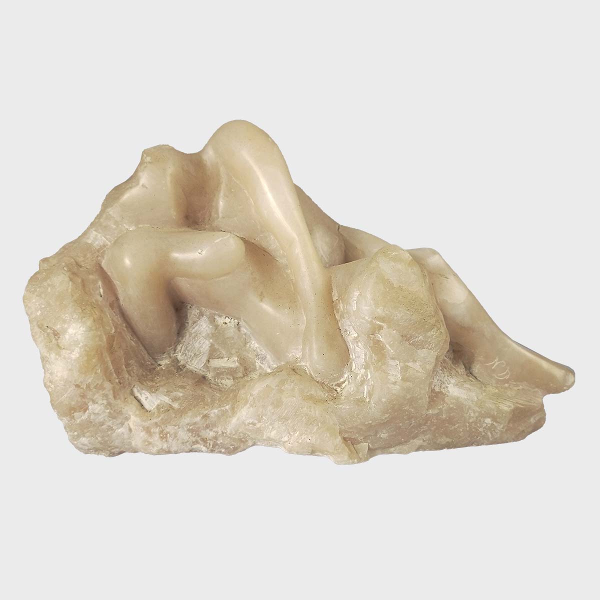 Pink Steatite Kiss Stone Carving - Handmade Soapstone Sculpture for Home Decor, Gift & Meditation