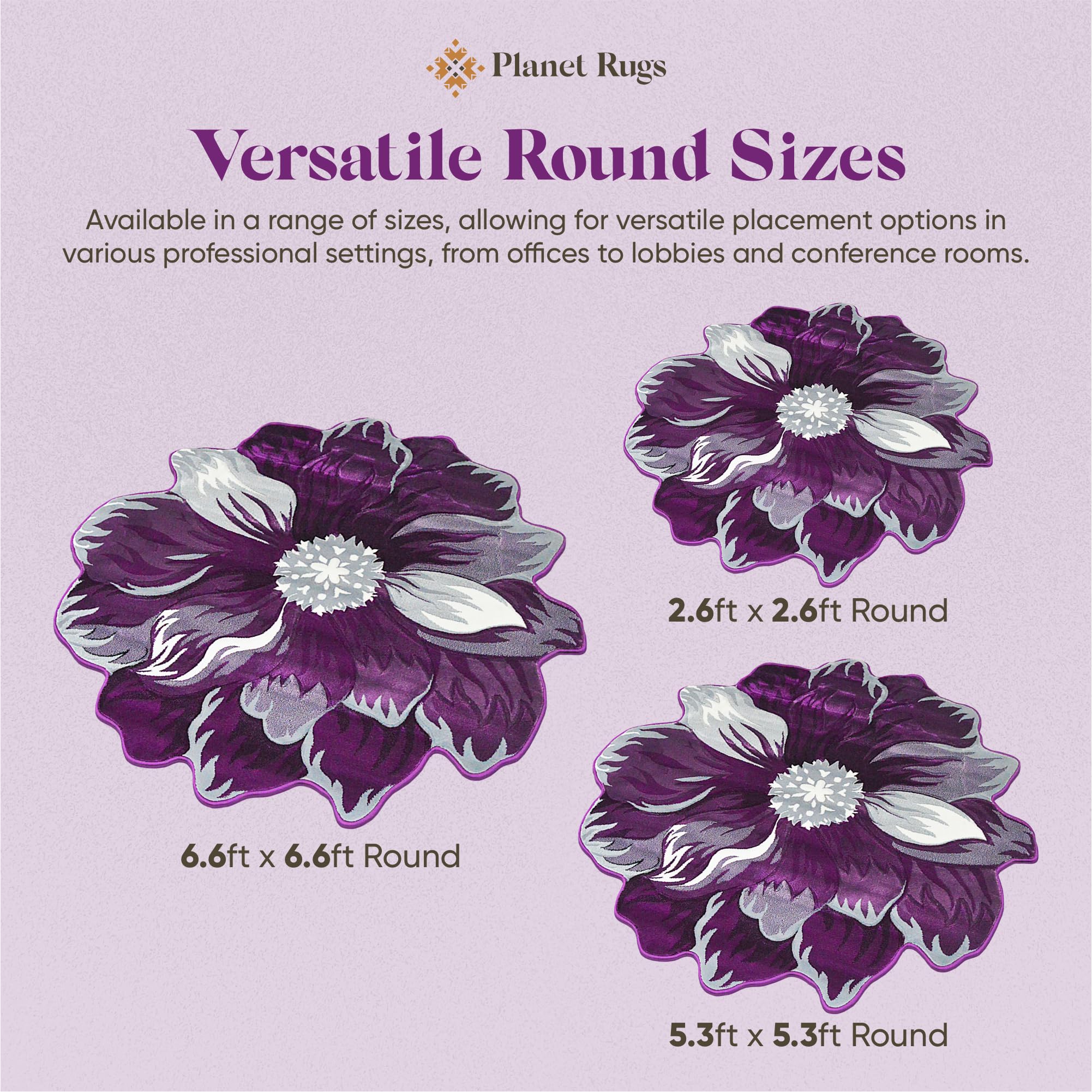 5ft Round Flower Shaped Area Rug - Soft Plush Circle Carpet for Bedroom, Living Room & Nursery - Girly Home Decor in 305 Purple - Perfect for Boho Chic Decor, Kids Play Area & Cozy Floor Seating