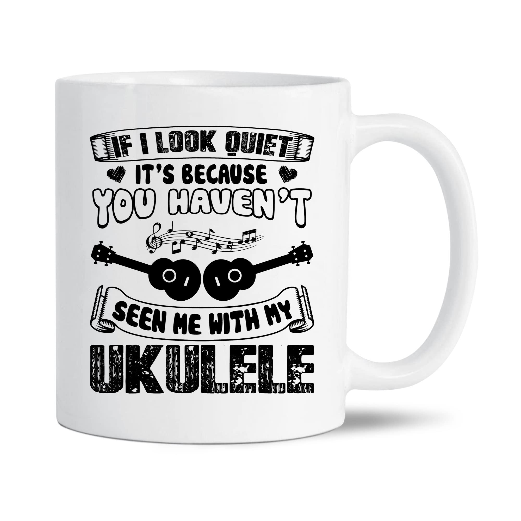 11 Oz Ukulele Ceramic Coffee Mug - White Travel Tea Cup with Ukulele Design, Novelty Gift for Music Lovers & Family | Perfect for Coffee, Tea, or Hot Drinks at Home, Office, or Travel