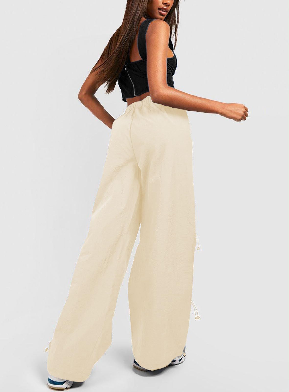 ARTFREE Women's Cargo Pants - Trendy High Waisted Baggy Pants with Drawstring & Wide Leg Y2K Style | Perfect for Streetwear, Casual Outfits & 90s Fashion Looks