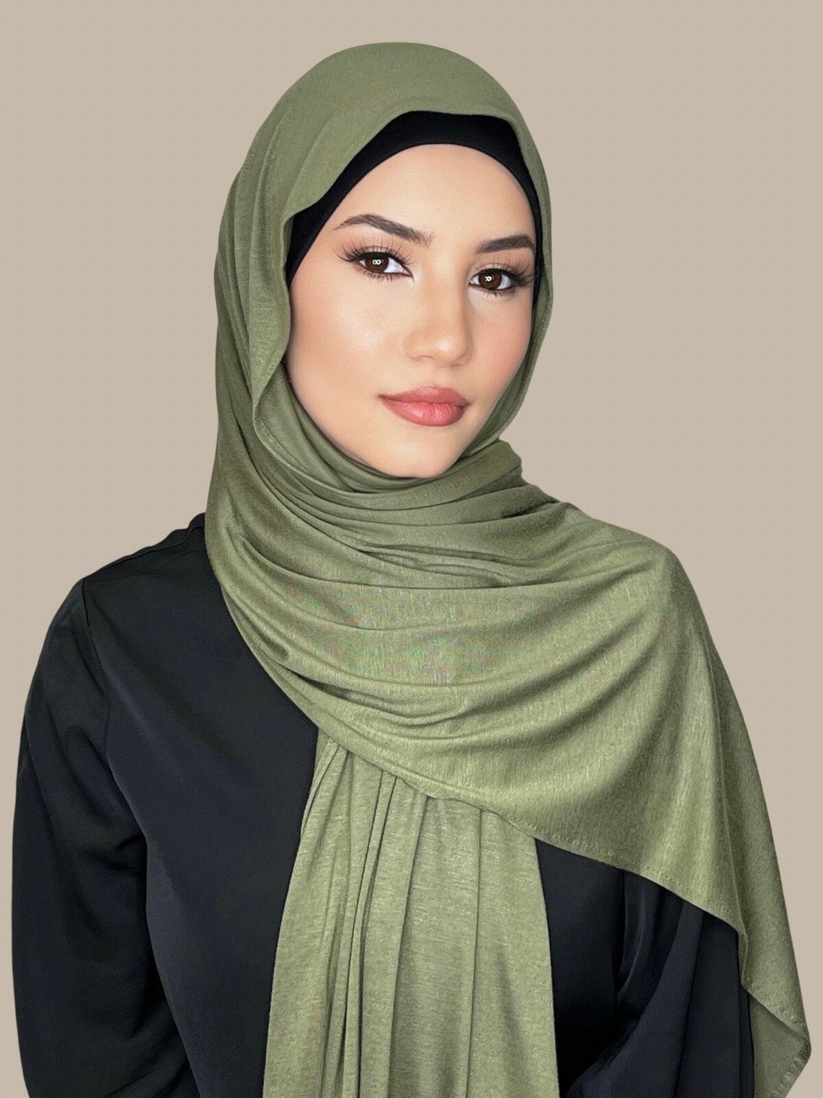 Classic Jersey Hijab in Olive Green - Soft & Comfortable Muslim Headscarf for Women - Perfect for Daily Wear, Prayer, and Modest Fashion