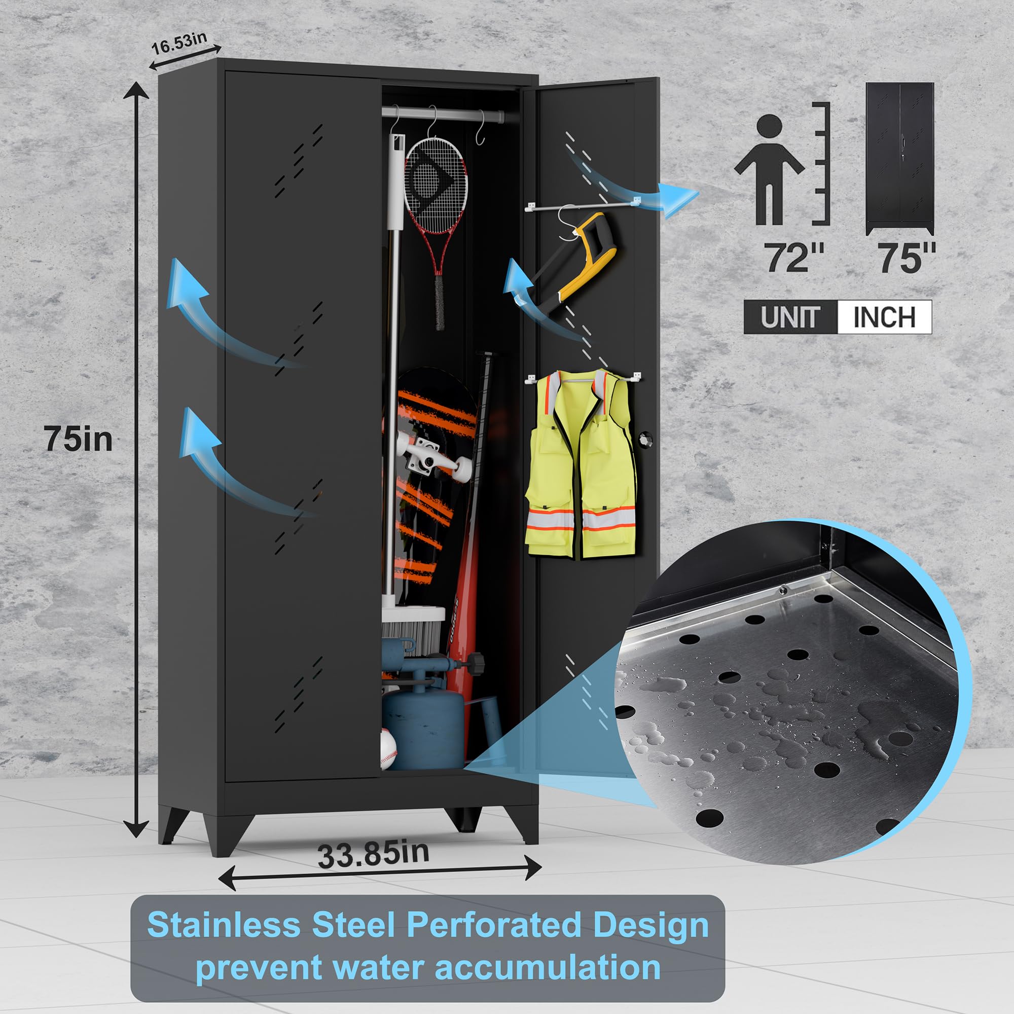 Heavy Duty Metal Storage Cabinet with Locking Doors - 75
