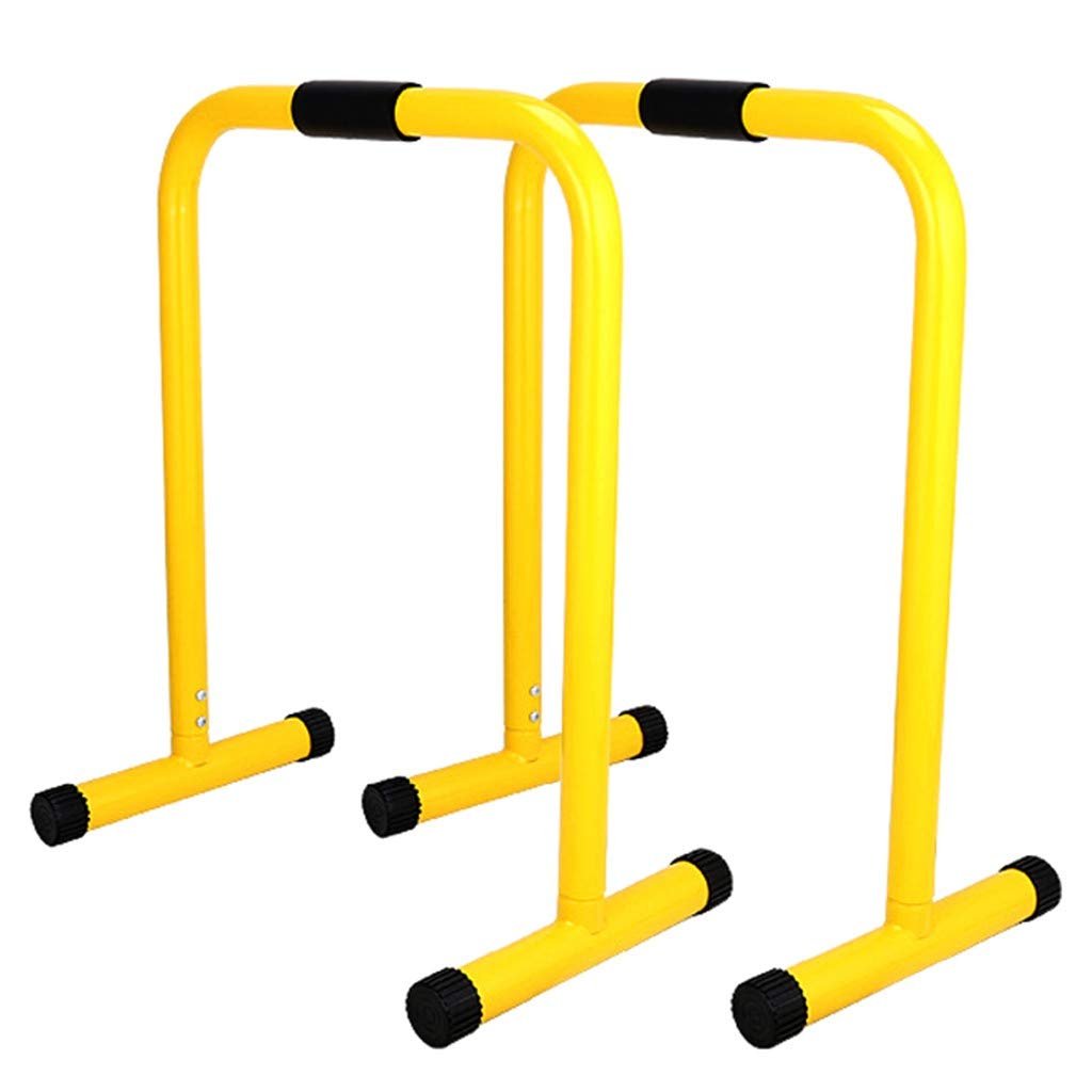 Adjustable Dip Bar Station - Heavy Duty Portable Dip Stand for Home Gym, Bodyweight Training & Calisthenics - Freestanding Parallette Bars for Pushups, Dips & Functional Fitness (Yellow, One Size) - Perfect for Home Workouts, Garage Gyms & Outdoor Training