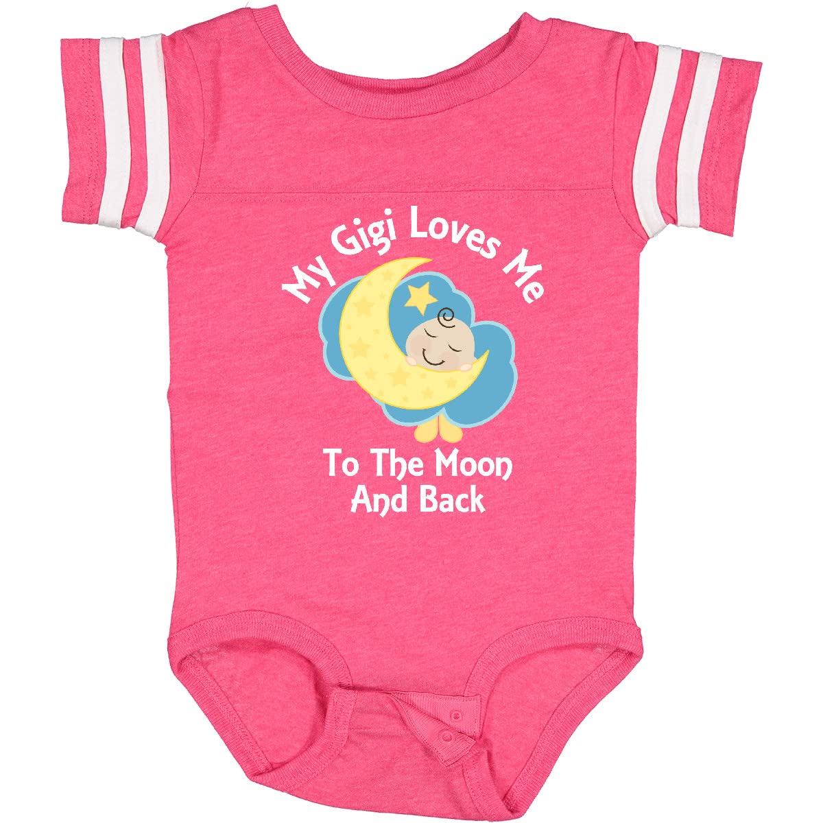Inktastic Gigi Loves Me To the Moon and Back Baby Bodysuit - Soft Cotton Infant Onesie for Boys & Girls - Perfect for Newborn Photos, Family Outings & Everyday Wear