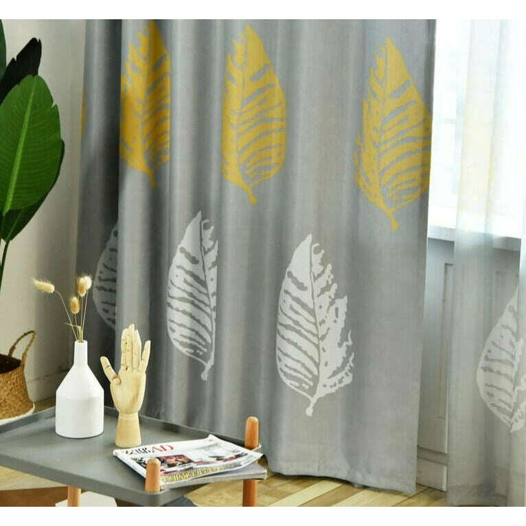 Jason Modern Gray Leaf Print Curtains - Blackout Window Drapes for Living Room & Bedroom - Thermal Insulated Room Darkening Panels with Grommets (52x84 Inch)
