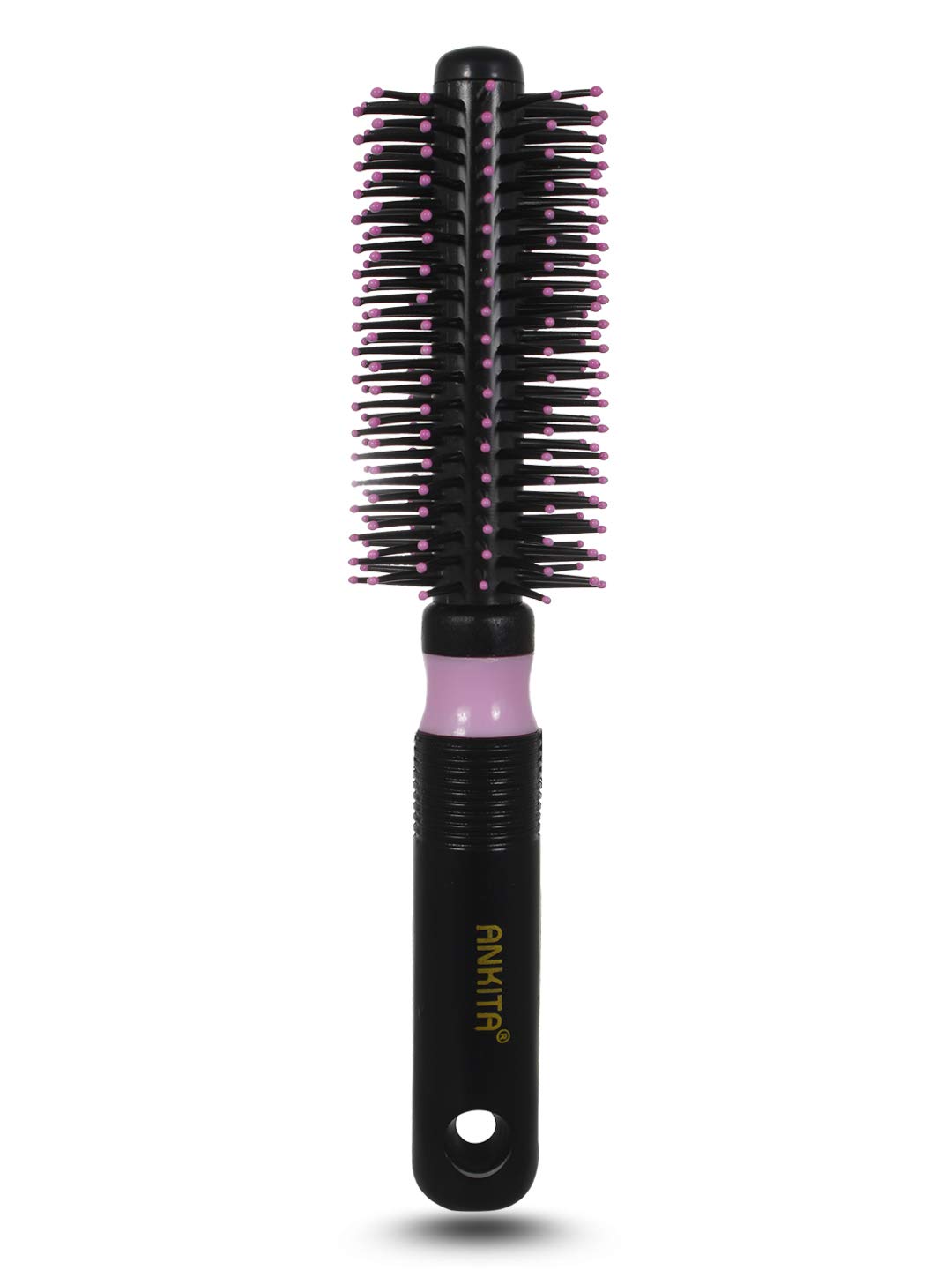 Ankita Round Hair Brush with Nylon Bristles - Strong Flexible Soft Bristles for Grooming, Straightening & Detangling Hair - Ideal for Men & Women (Colors May Vary) - Perfect for Salon Styling, Home Hair Care & Travel Essentials