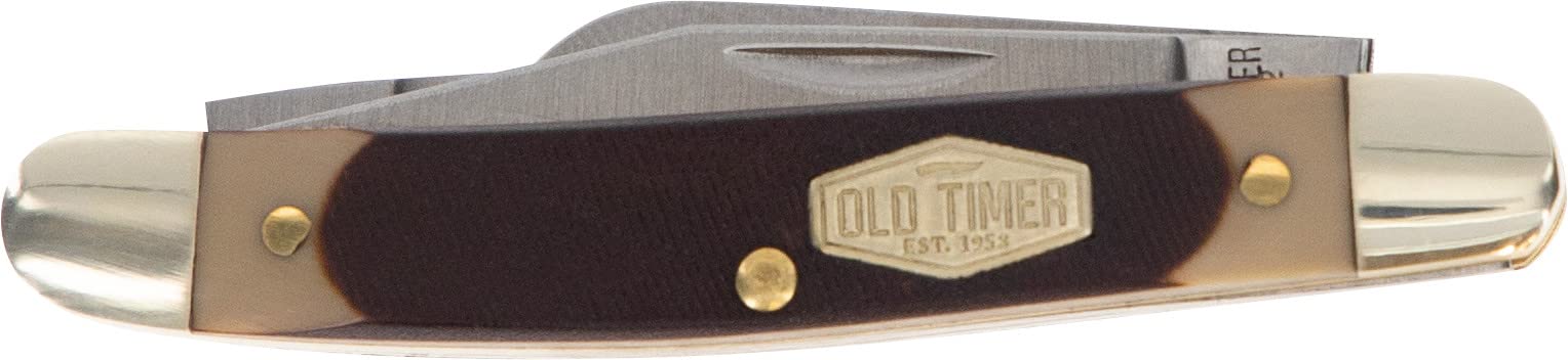 Old Timer 108OT Junior 4.7 Inch Stainless Steel Traditional Folding Pocket Knife - 2 Inch Clip Point Blade, Sawcut Handle - Perfect for Outdoor Adventures, Hunting, Camping & Everyday Carry (EDC)