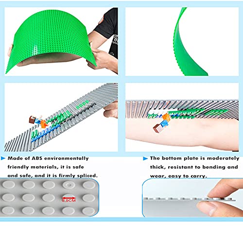 6 Pack Lego-Compatible Base Plates 25.5x25.5cm - Multicolor (Green-Blue-Gray) Building Blocks for Kids - Perfect for LEGO Creations, DIY Projects & Playroom Organization
