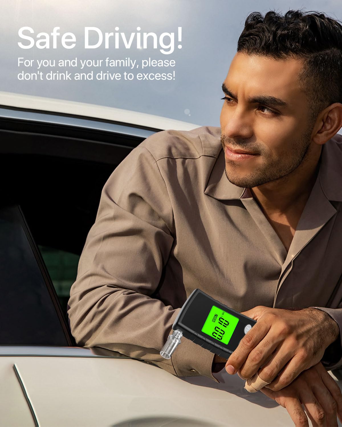 **2024 Upgraded Digital Breathalyzer for Alcohol - LCD Display, Portable Alcohol Tester with 10 Mouthpieces & Carrying Case (Black) - Perfect for Home, Car, and Personal Safety Use**