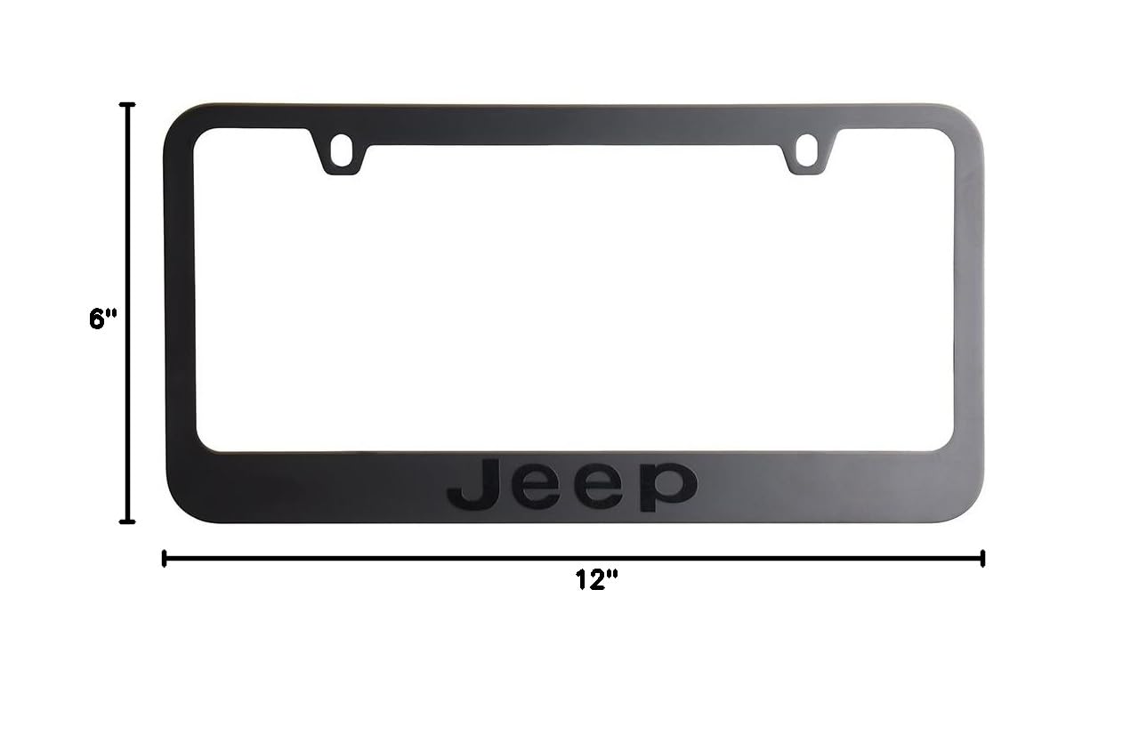 Jeep Stealth Blackout License Plate Frame - Black Matte with Black Script Logo for Cars, Trucks & SUVs - Durable & Stylish Auto Accessory