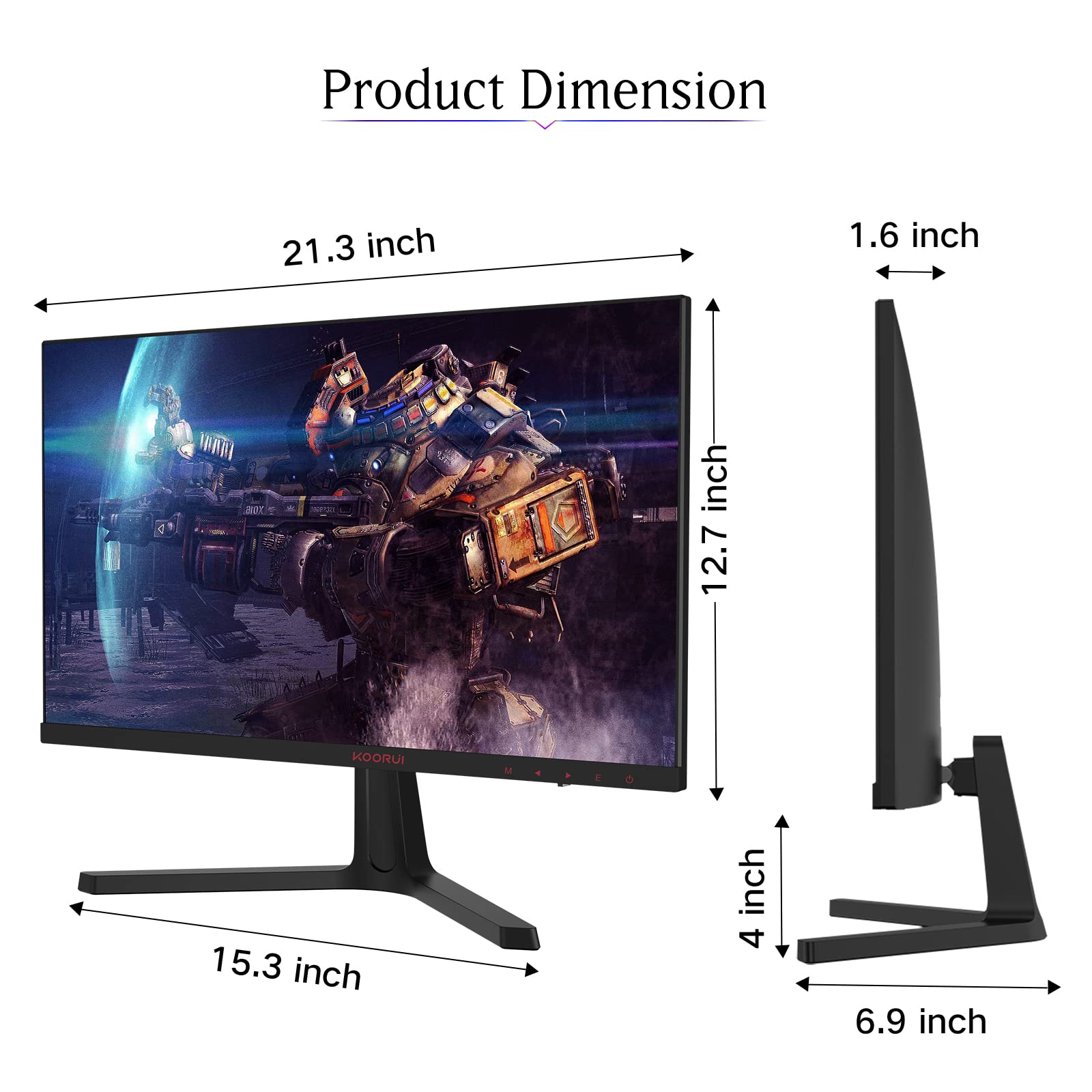 KOORUI 24 Inch FHD 1080P 165Hz Gaming Monitor with 1ms Response Time, AdaptiveSync Technology, Ultra-Thin VA LED Display, Dual HDMI & DP Ports, VESA Mount Compatible, Tilt Adjustable - Ideal for Esports, Home Office & Multimedia Entertainment