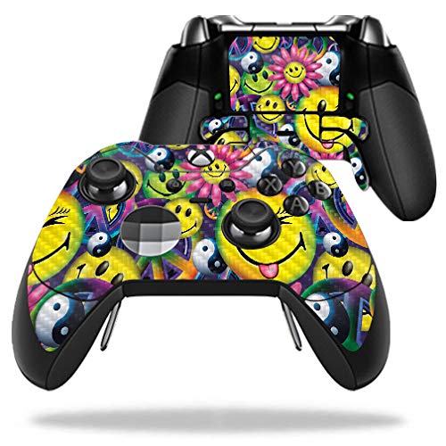 MightySkins Carbon Fiber Skin for Microsoft Xbox One Elite Controller - Peace Smile Design | Protective & Durable Textured Cover | Easy to Apply & Remove | Made in USA | Perfect for Gaming, Collecting & Customization