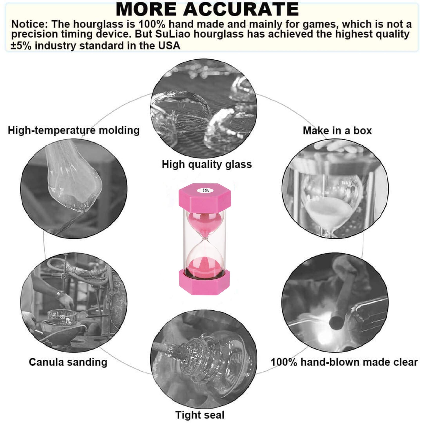 15 Minute Sand Timer - Unbreakable Plastic Hourglass for Kids, Games, Classroom & Kitchen | Pink Decorative Sand Clock (1 Minute Option Available) | Perfect for Time Management, Board Games, Cooking & Home Decor