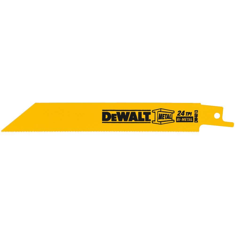 DEWALT 6-Inch 24 TPI Reciprocating Saw Blades - 2-Pack (DW4813-2) for Wood & Metal Cutting - Perfect for Construction, Demolition & DIY Projects