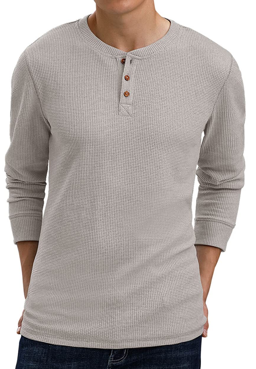 Sailwind Men's Long Sleeve Waffle Henley Shirt - Soft Thermal Casual T-Shirt for Men | Perfect for Fall, Winter & Outdoor Activities