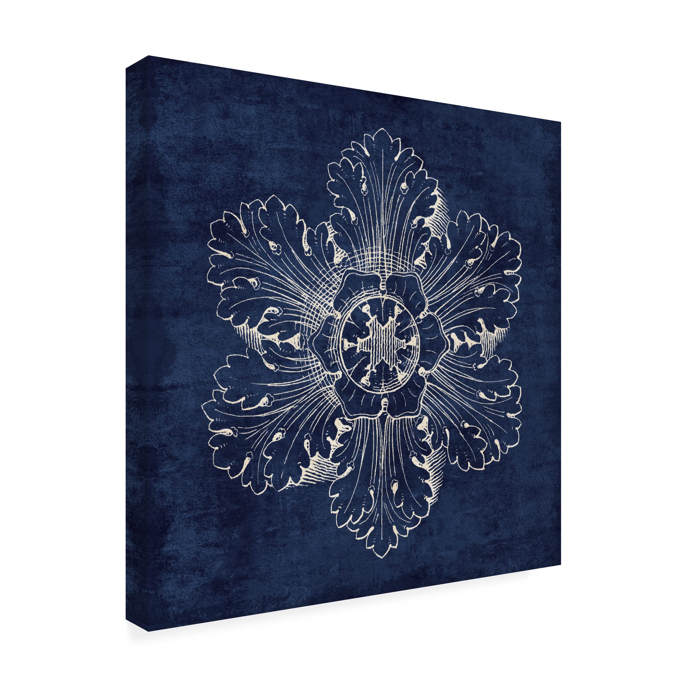 Trademark Fine Art 'Rosette V Indigo' Canvas Wall Art Print by Wild Apple Portfolio - Modern Abstract Painting for Living Room, Bedroom & Office Decor
