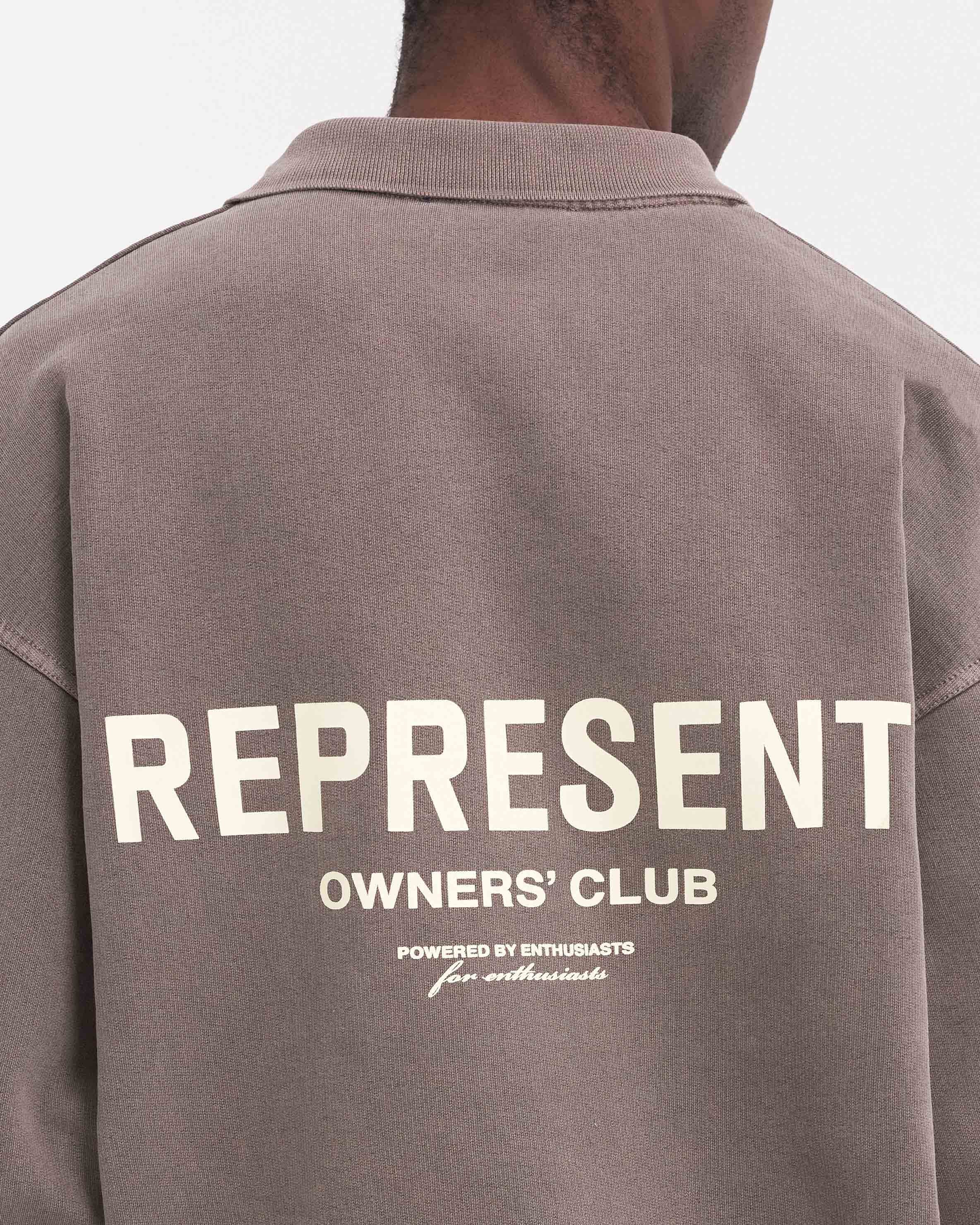 Represent Owners Club Long Sleeve Polo Sweater - Premium Cotton Blend Men's Casual Pullover (Fog Gray) | Perfect for Streetwear, Business Casual & Lounge Wear