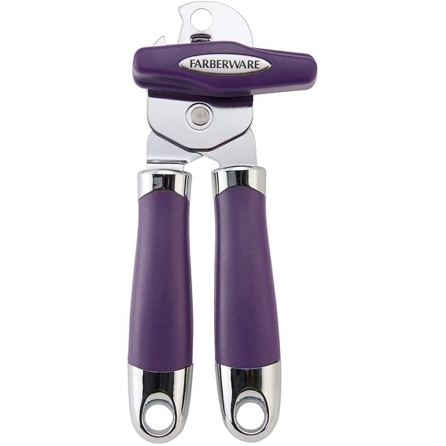 Farberware Pro 2 Can Opener - Heavy Duty Manual Kitchen Tool with Soft Grip Handle (Red) - Perfect for Camping, Emergency Prep & Everyday Cooking