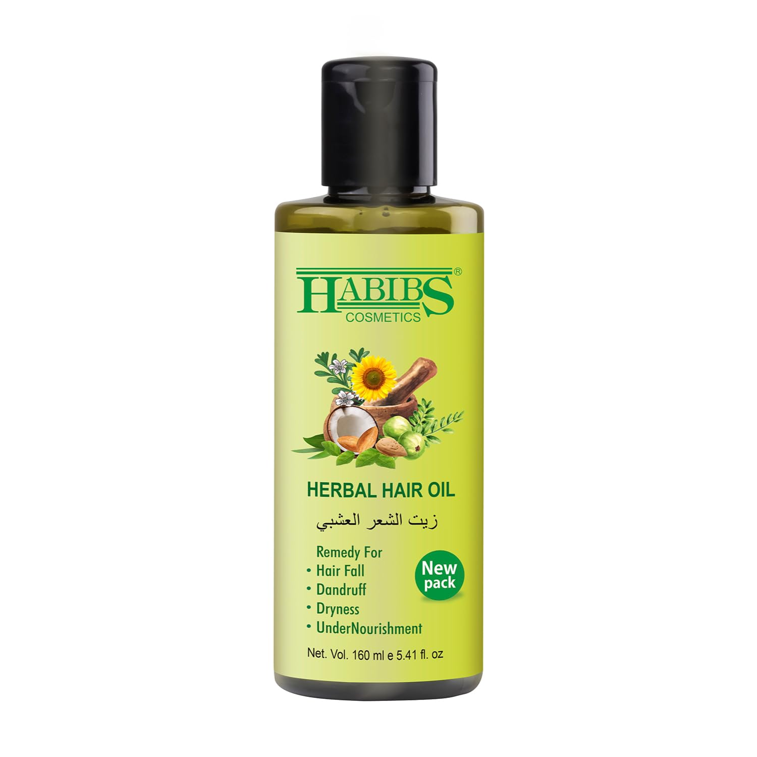 HABIBS COSMETICS Herbal Hair Oil for Strong, Long & Thick Hair - Nourishes Scalp, Controls Hair Fall, Strengthens & Promotes Hair Growth - Paraben & Silicone-Free, Suitable for All Hair Types - 160ml (Pack of 1) - Perfect for Daily Hair Care & Scalp Treatment