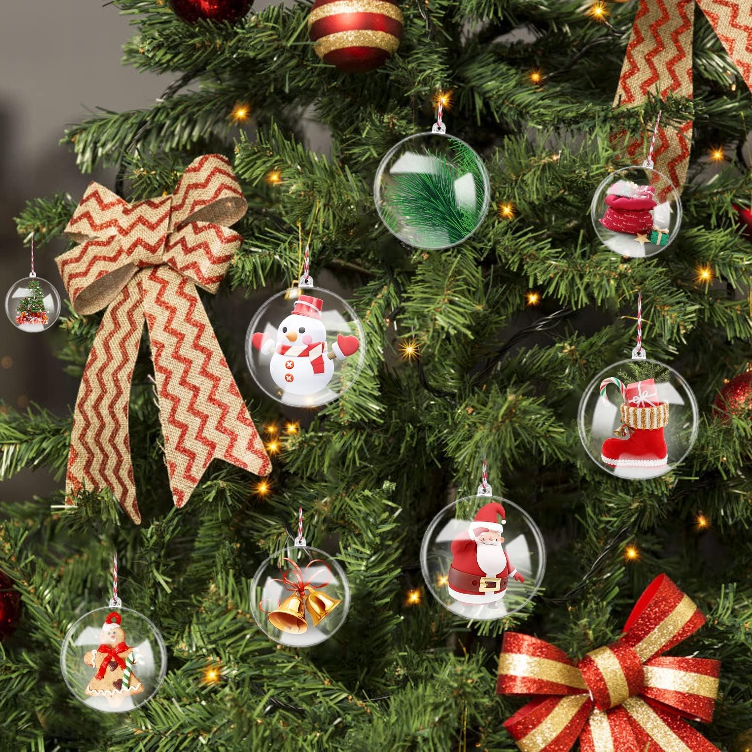 20Pcs 80mm/3.15in Clear Christmas Ornaments Balls - Plastic Fillable Transparent Decorative Balls for Wedding, Party, Christmas Tree & New Year Decorations - Perfect for DIY Crafts, Bath Bomb Molds & Holiday Home Decor