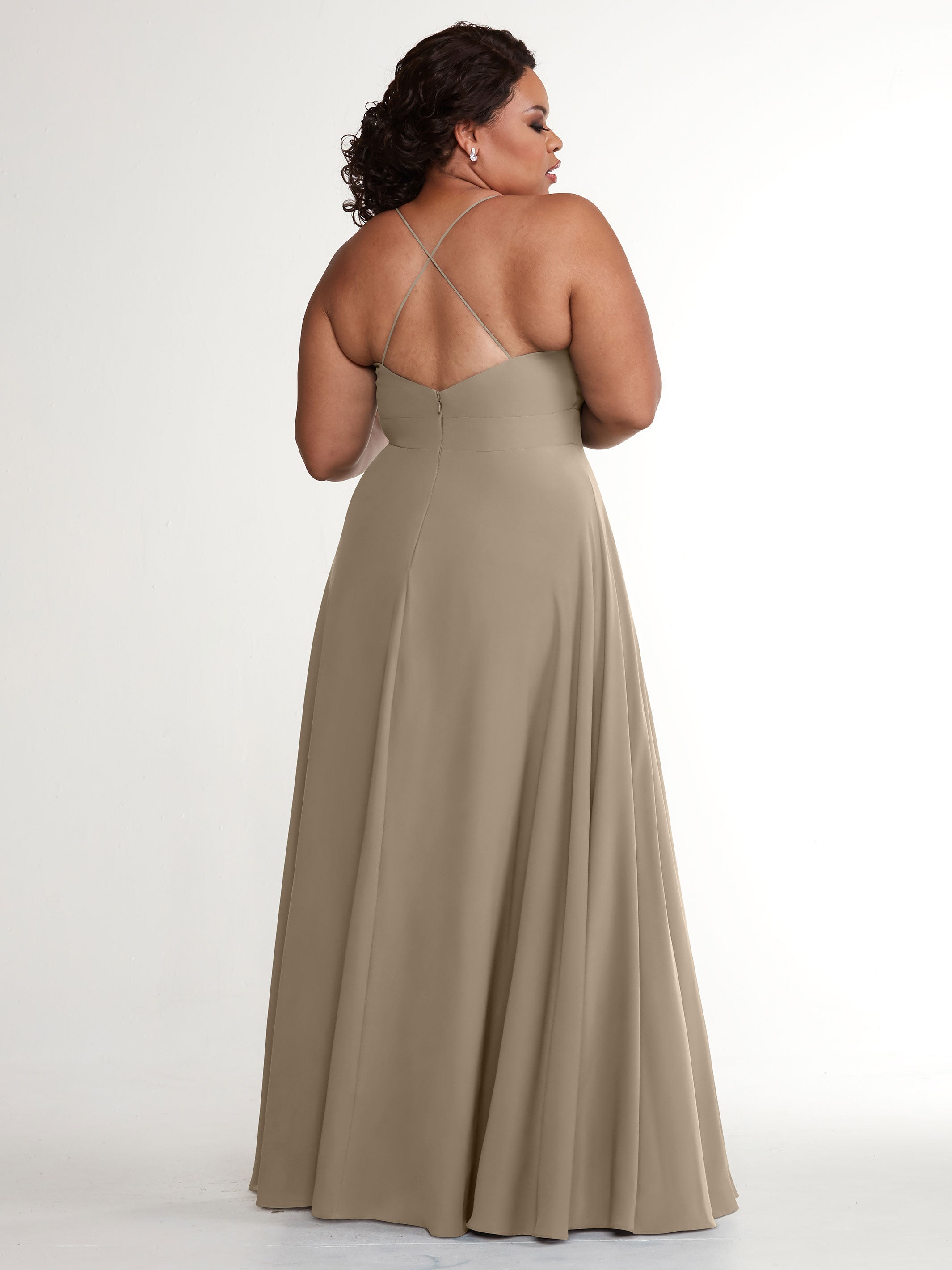 Elegant 83027 Stretch Chiffon A-Line Bridesmaid Dress with Pleats - Perfect for Weddings, Formal Events & Special Occasions