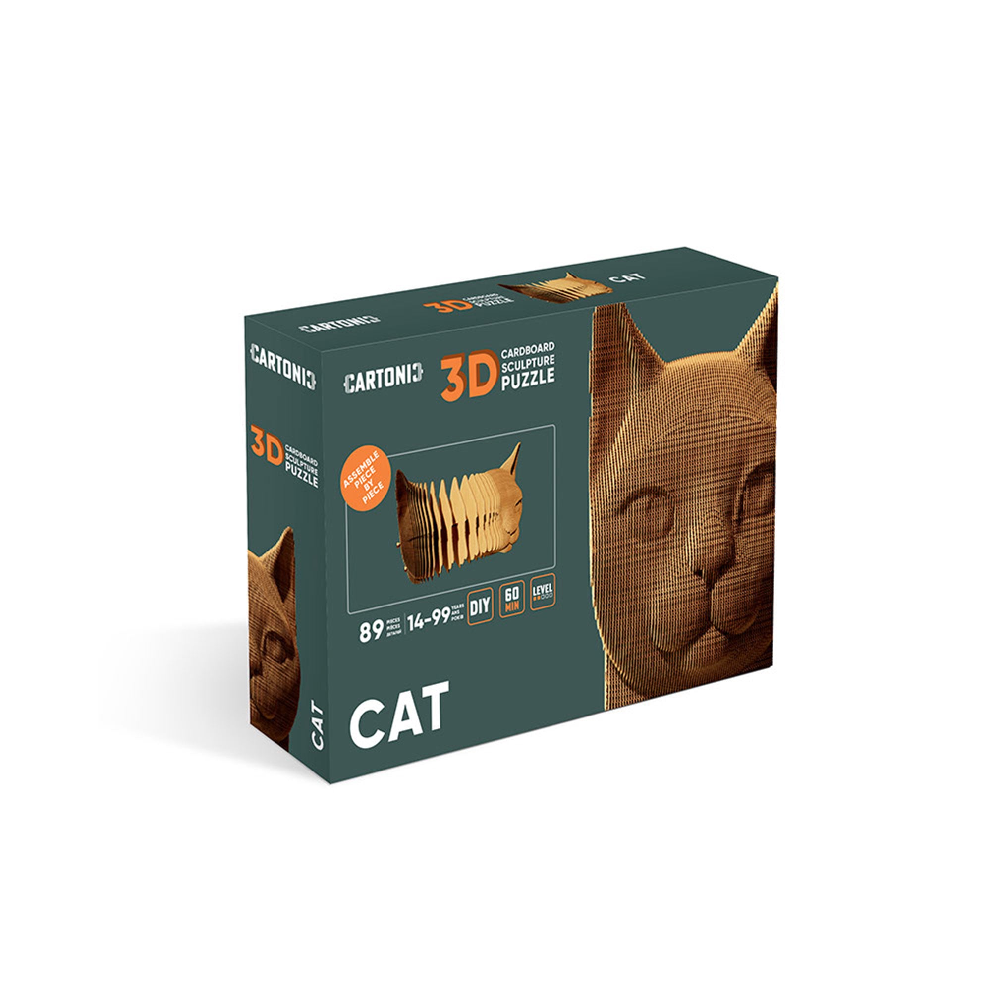 3D Cardboard Puzzle - DIY Cat Model Kit for Adults & Kids | Fun Educational Toy for Home Decor, Gifts & STEM Learning Activities