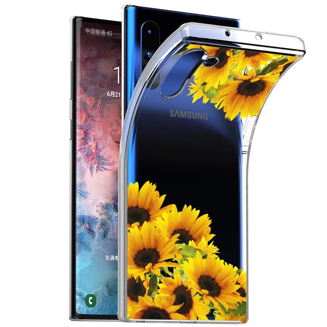 **Samsung Galaxy Note 10 5G Case - Cute Clear Sunflower TPU Protective Cover for Women & Girls | Slim Shockproof Soft Phone Case for Everyday Use & Travel**