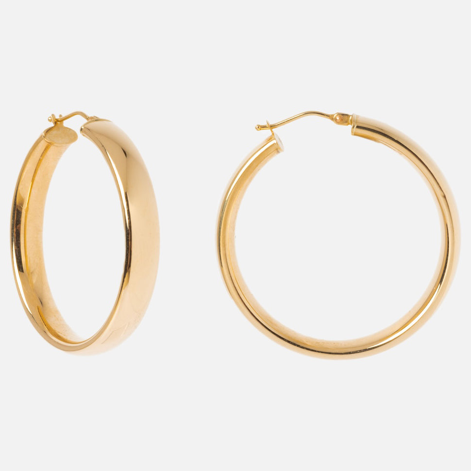 Solid Gold Large Hollow Hoop Earrings for Women - 18K Gold Plated Statement Hoops - Perfect for Parties, Weddings & Everyday Wear