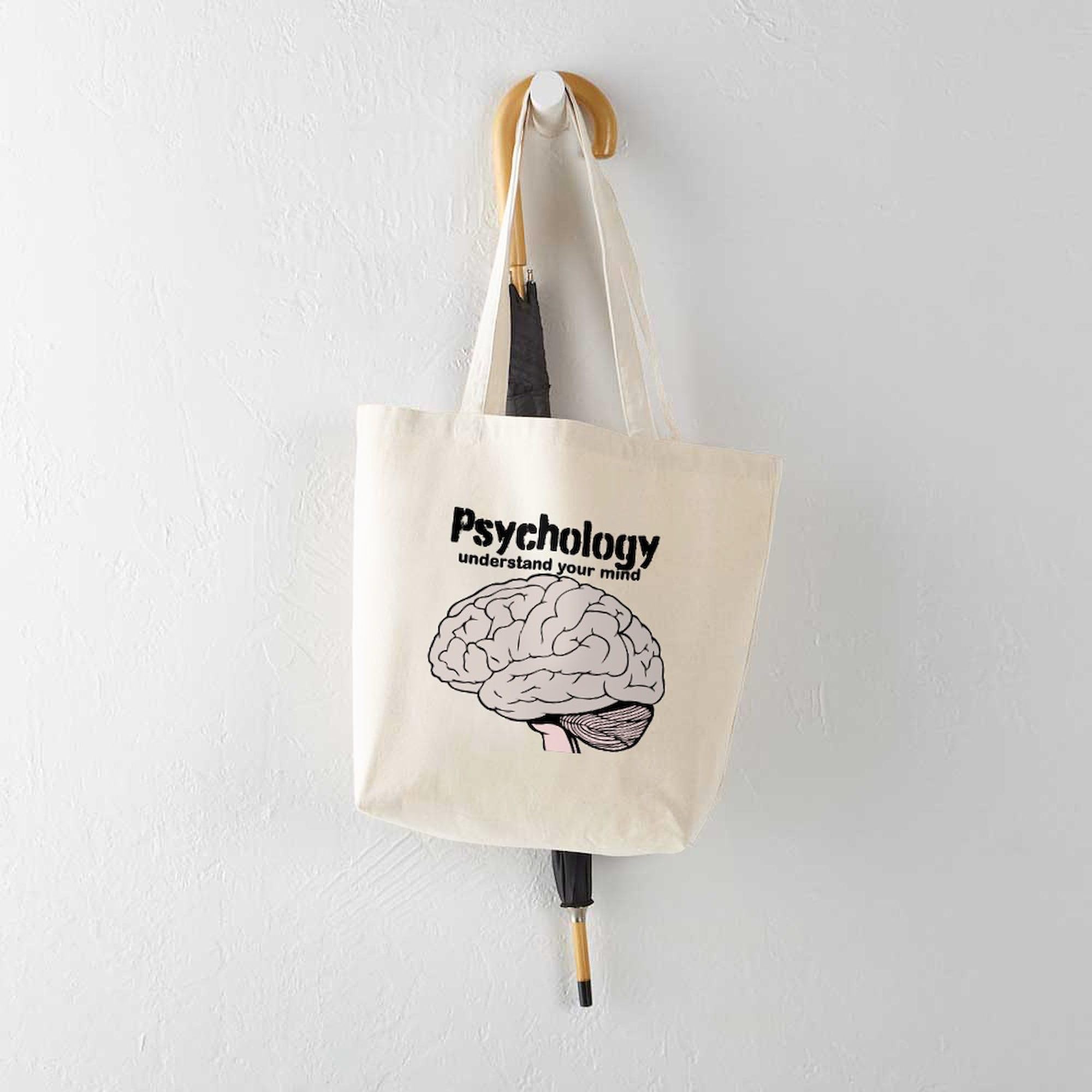Psychology Understand Your Mind Tote Bag - Natural Canvas Reusable Shopping Bag for Students, Therapists & Mental Health Awareness - Perfect for School, Work & Daily Errands