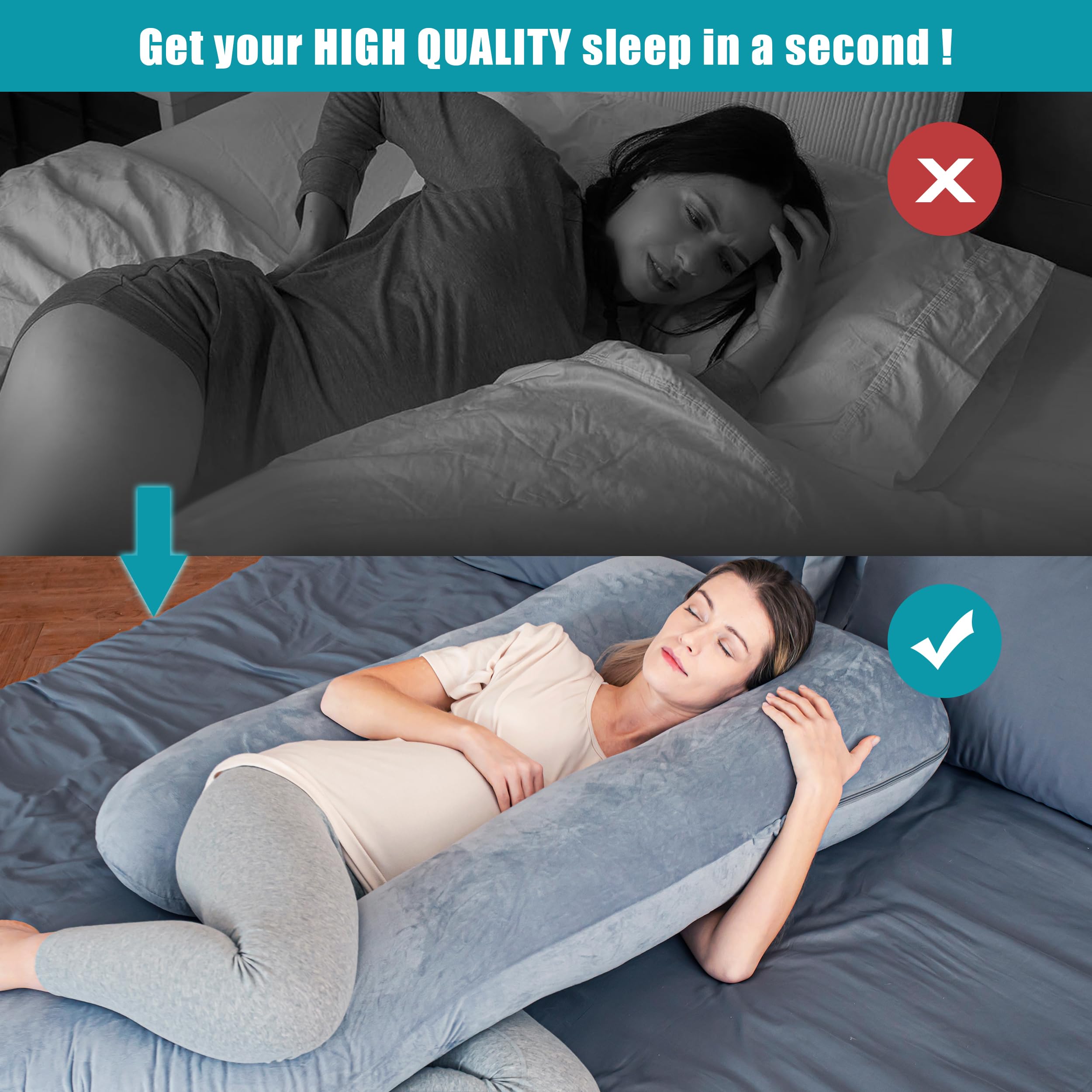 Soft U-Shape Maternity Pillow - Cute Castle Pregnancy Pillow with Removable Cover for Comfortable Sleep