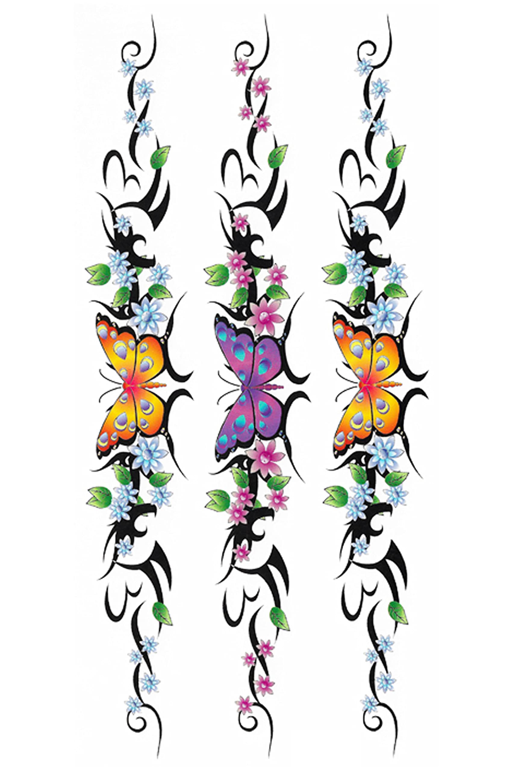 Waterproof Temporary Tattoo Stickers for Men & Women - 3D Realistic Flowers, Butterflies, Stars, Angels, Wolves & Armband Designs (19x09cm) | Perfect for Parties, Halloween, Cosplay & Body Art