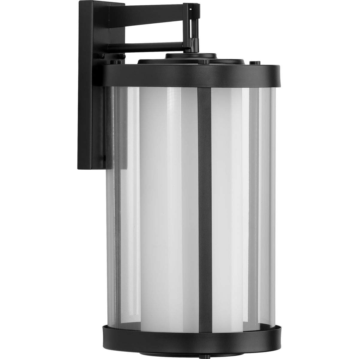 Progress Lighting Irondale Collection 1-Light Clear Glass Craftsman Outdoor Wall Lantern - Matte Black Finish | Weather-Resistant Large Exterior Light Fixture for Porch, Patio, Garden & Entryway Lighting