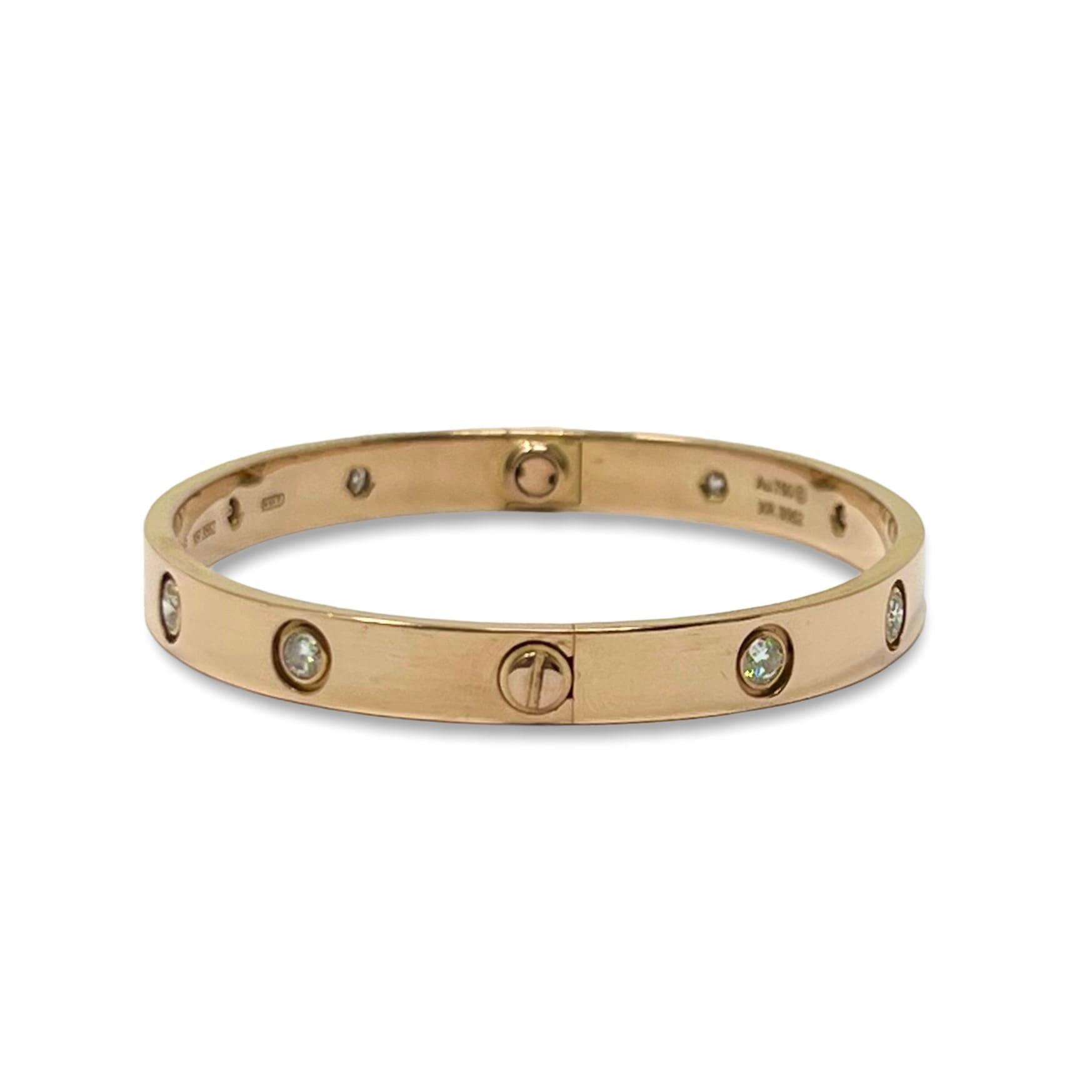 Cartier 18K Rose Gold Love Bracelet with 10 Diamonds - Size 17 | Luxury Jewelry Gift for Women, Anniversary & Valentine's Day Present