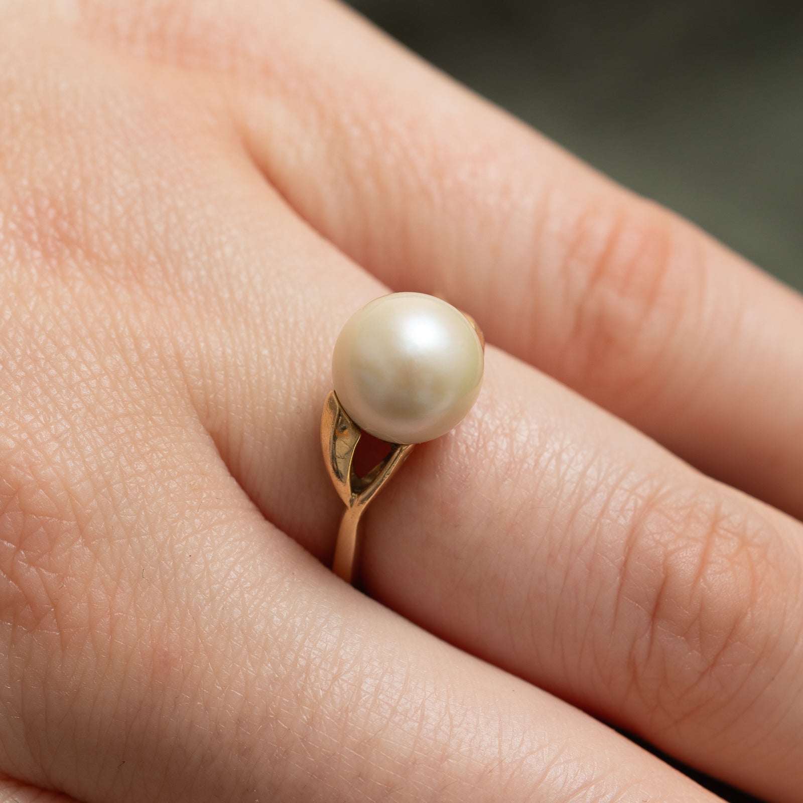 Solitaire Pearl Bypass Ring - 14K Gold Plated Elegant Jewelry for Women, Size 6.25 | Perfect for Weddings, Anniversaries & Special Occasions