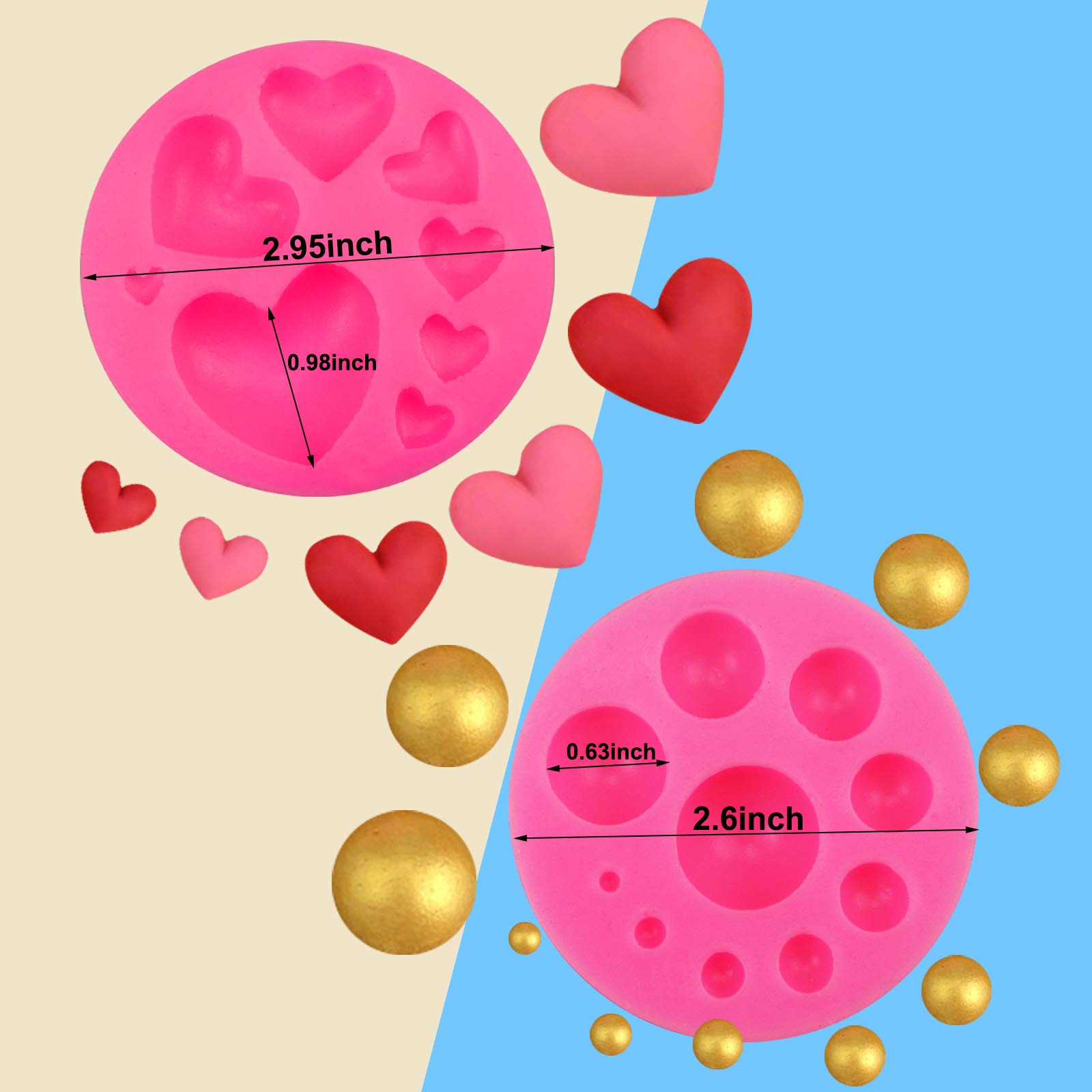 4-Piece Rose Heart Lips Dot Silicone Molds for Fondant, Gum Paste, Candy & Chocolate - DIY Cake Decorating, Sugar Crafts, Cupcake Toppers & Wedding Desserts