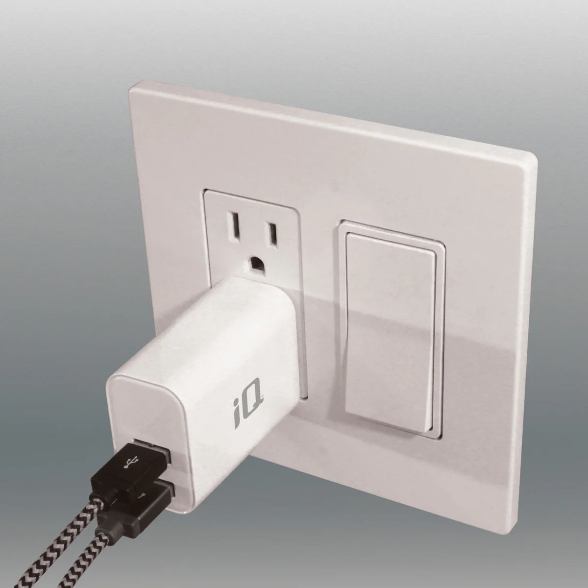 Fast Charging iQ 3.4A Dual Port USB Wall Charger Adapter - White | For iPhone, Android & Tablets | Home, Office & Travel Use