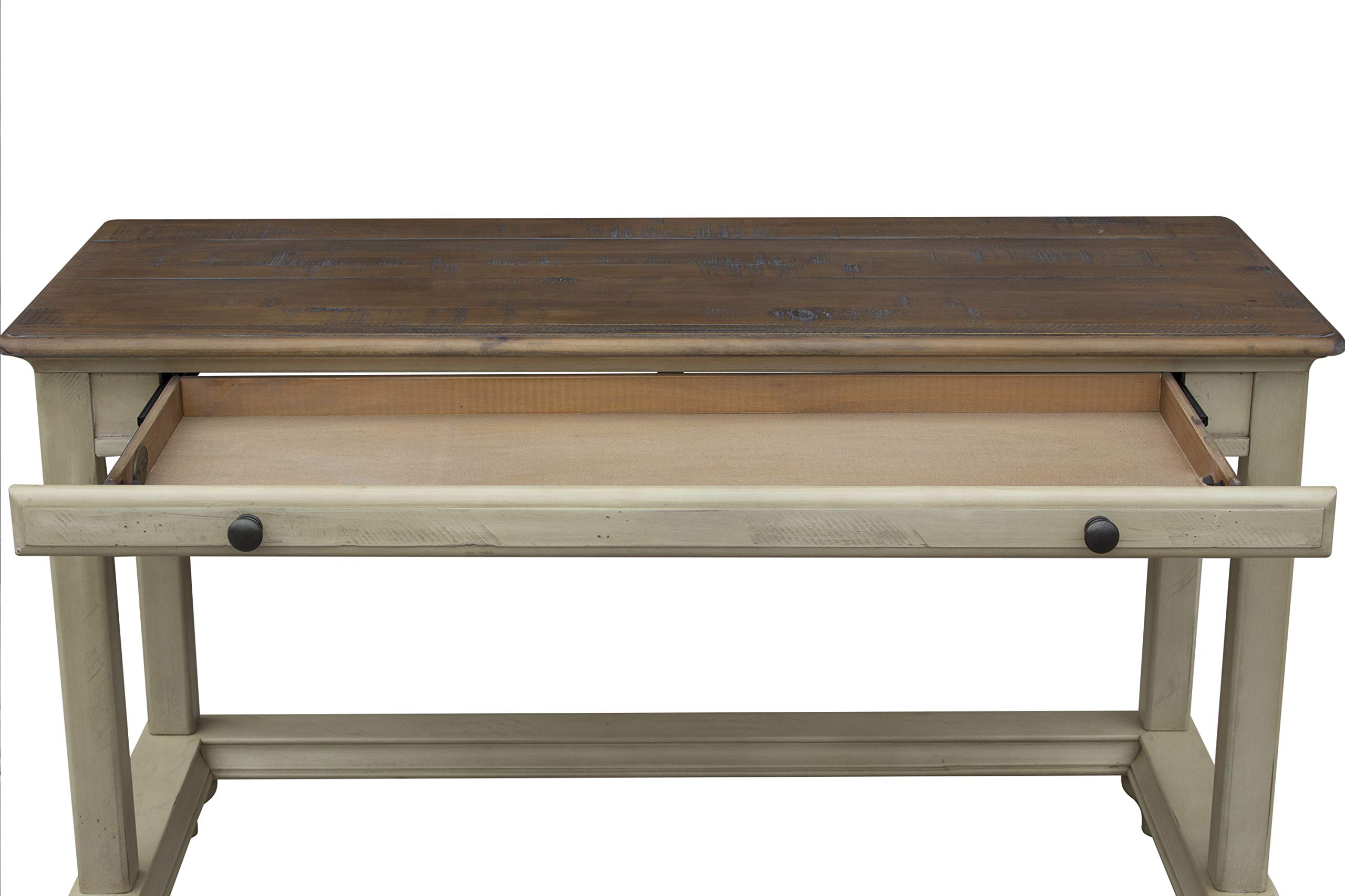 Sunset Trading Shades of Sand Computer Desk in Antique White & Natural Walnut - Perfect for Home Office, Study Room & Workspace