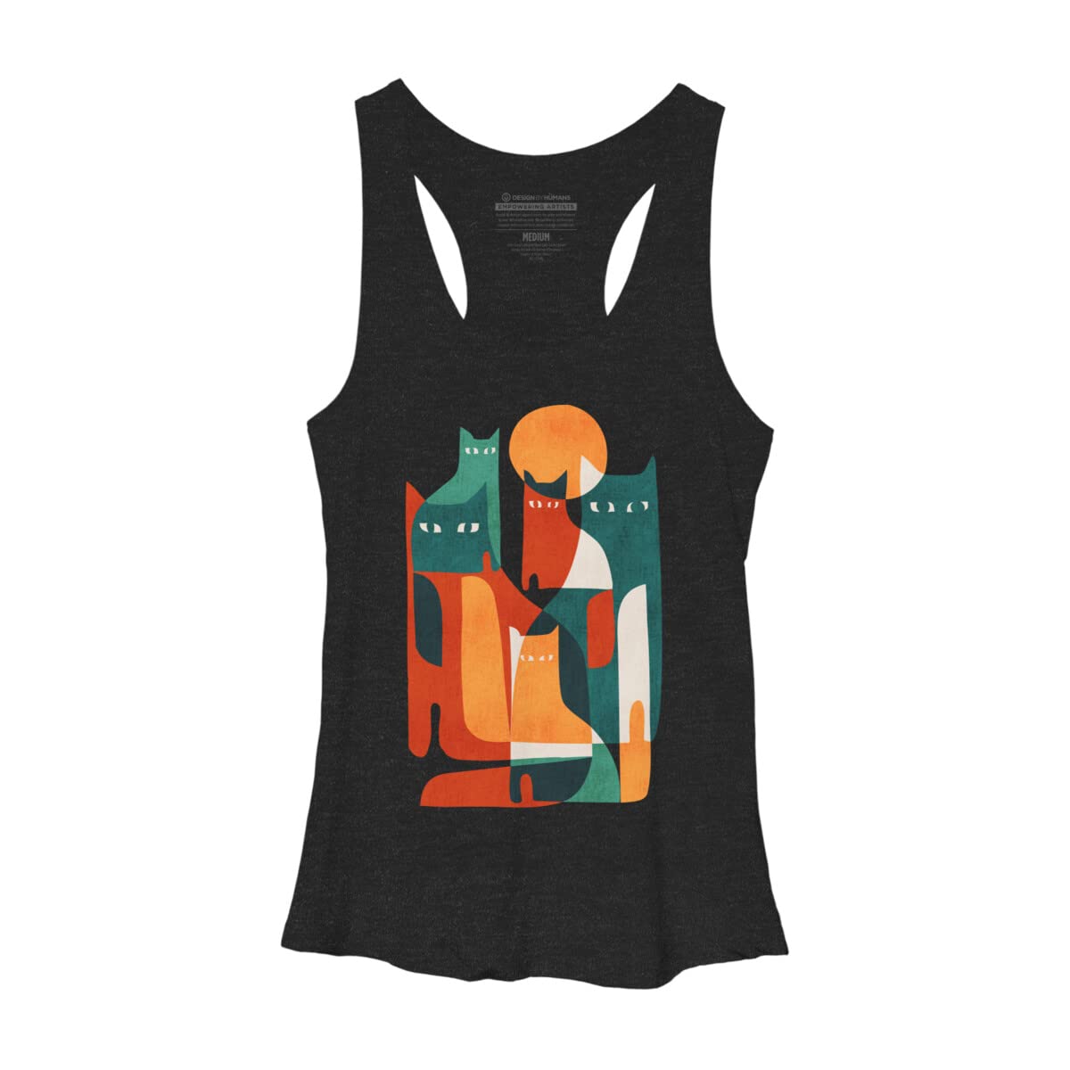 Design By Humans Women's Cat Print Racerback Tank Top - Soft Breathable Workout Shirt for Yoga, Running & Casual Wear