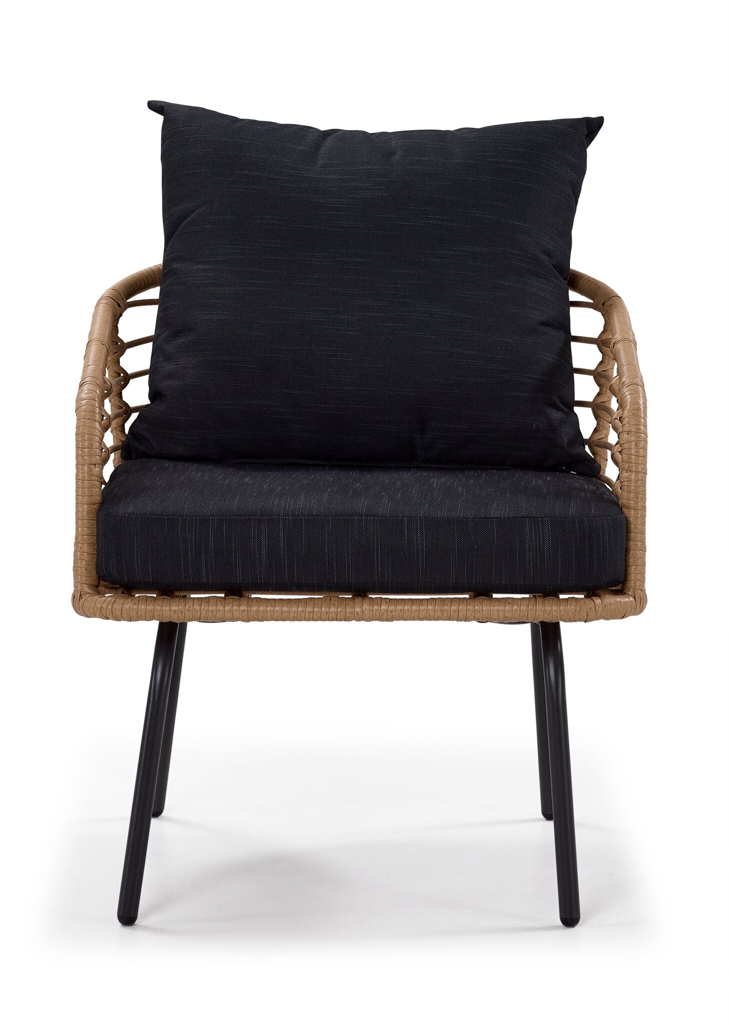 Belize 4-Piece Outdoor Patio Conversation Set - Beige & Black Wicker Furniture for Garden, Backyard, Poolside or Balcony Relaxation