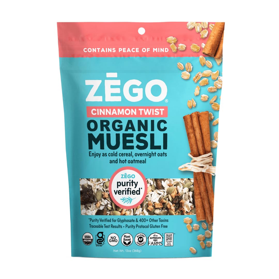 Organic Superfood Oatmeal & Muesli Mix - Gluten Free Certified, Cinnamon Twist Flavor (13oz) - Healthy Breakfast & Snack for Weight Loss, Energy Boost & Vegan Diet