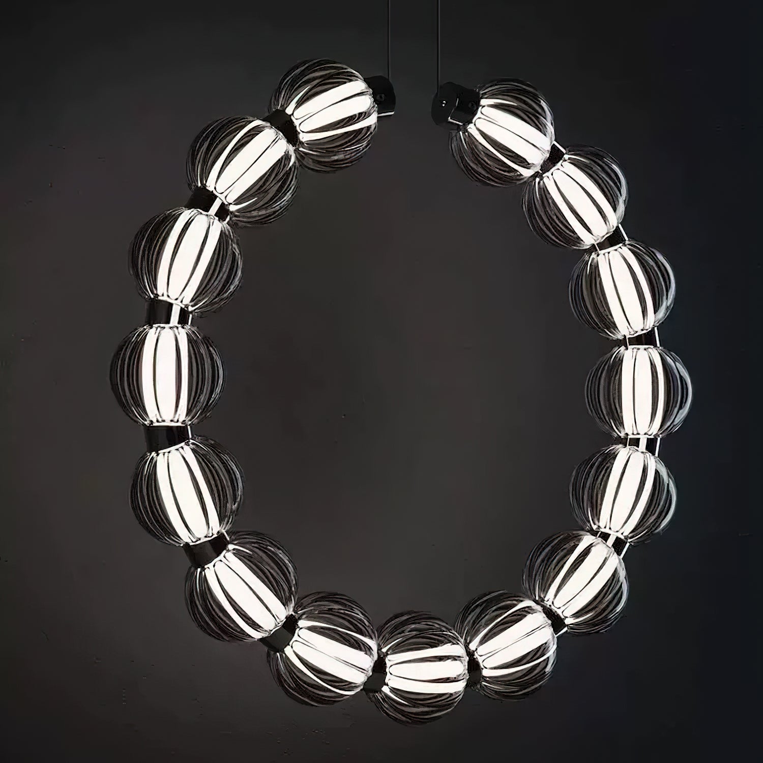 Elegant Circular Ring Pearl Chandelier - Modern Crystal Ceiling Light Fixture for Dining Room, Bedroom, or Living Room Decor