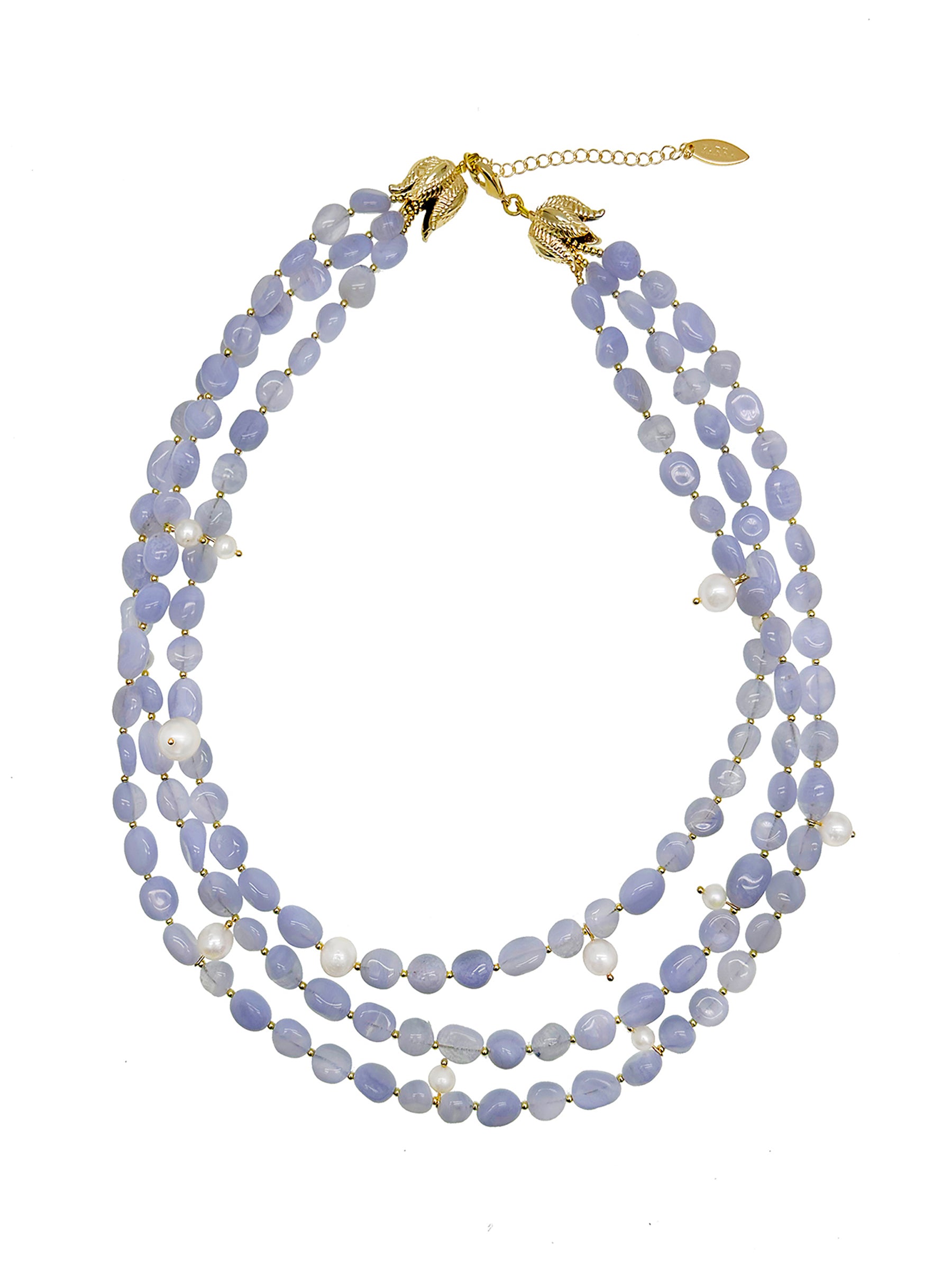 Elegant Multi-Layer Blue Lace Agate Pearl Necklace JN033 - Perfect for Weddings, Parties & Special Occasions